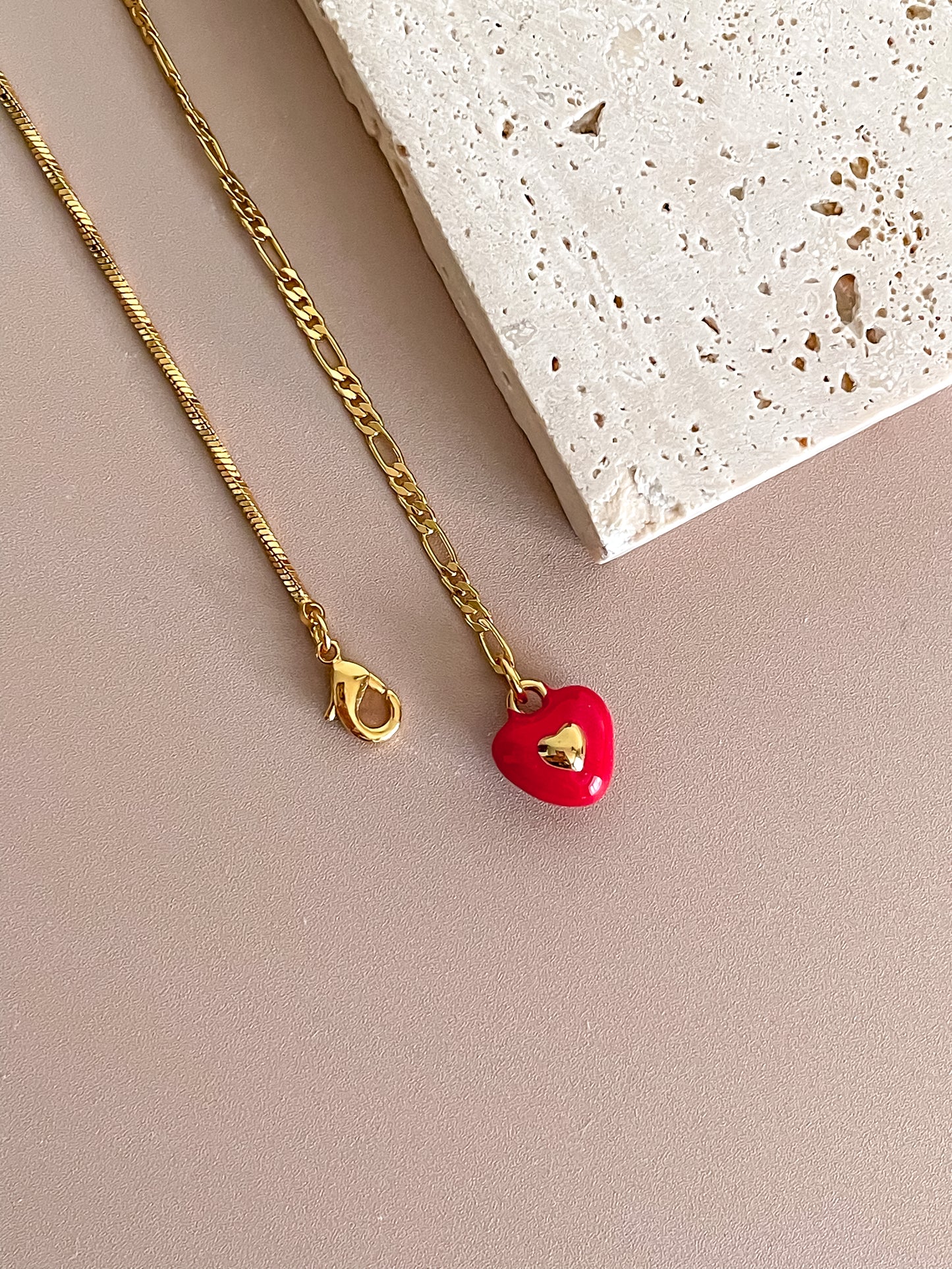 Red Enamel Sweet Heart Charm Matching Set