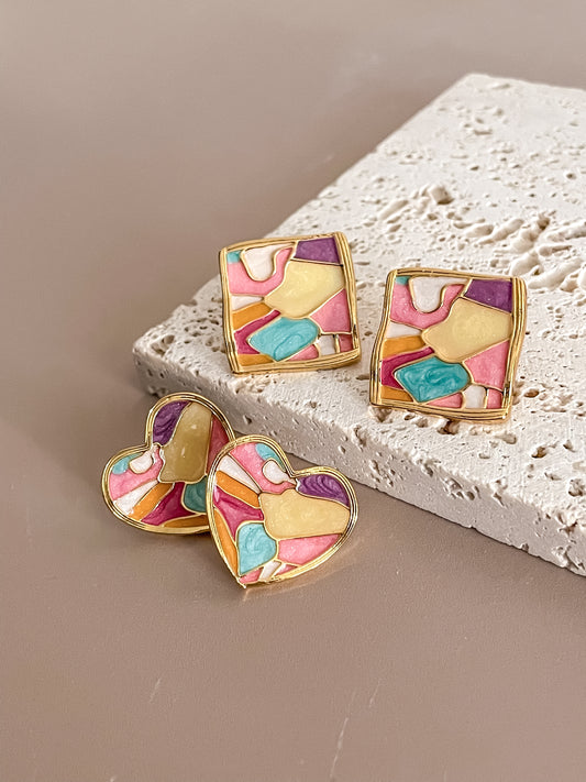 Colorful Enamel Painting Earrings