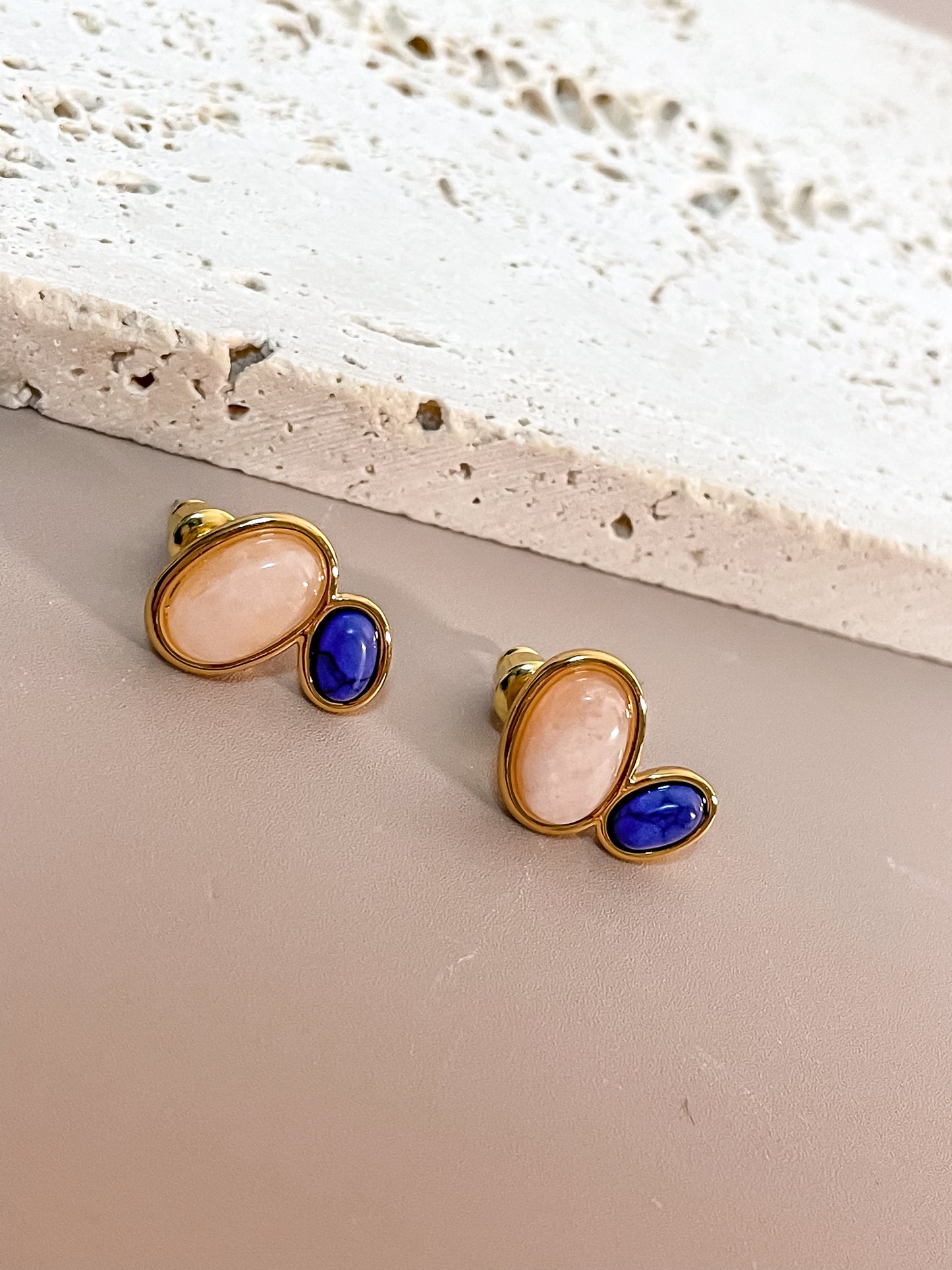 French Retro Gemstone Stone Earrings