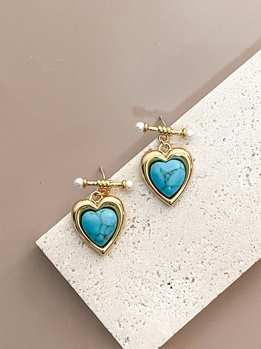 Turquoise Heart Earrings