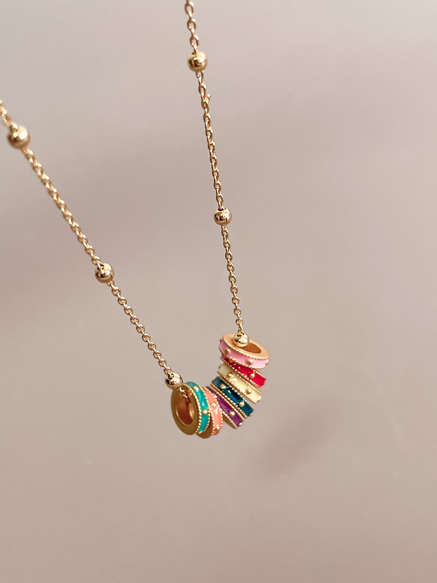 Colorful Enamel Ring Necklace