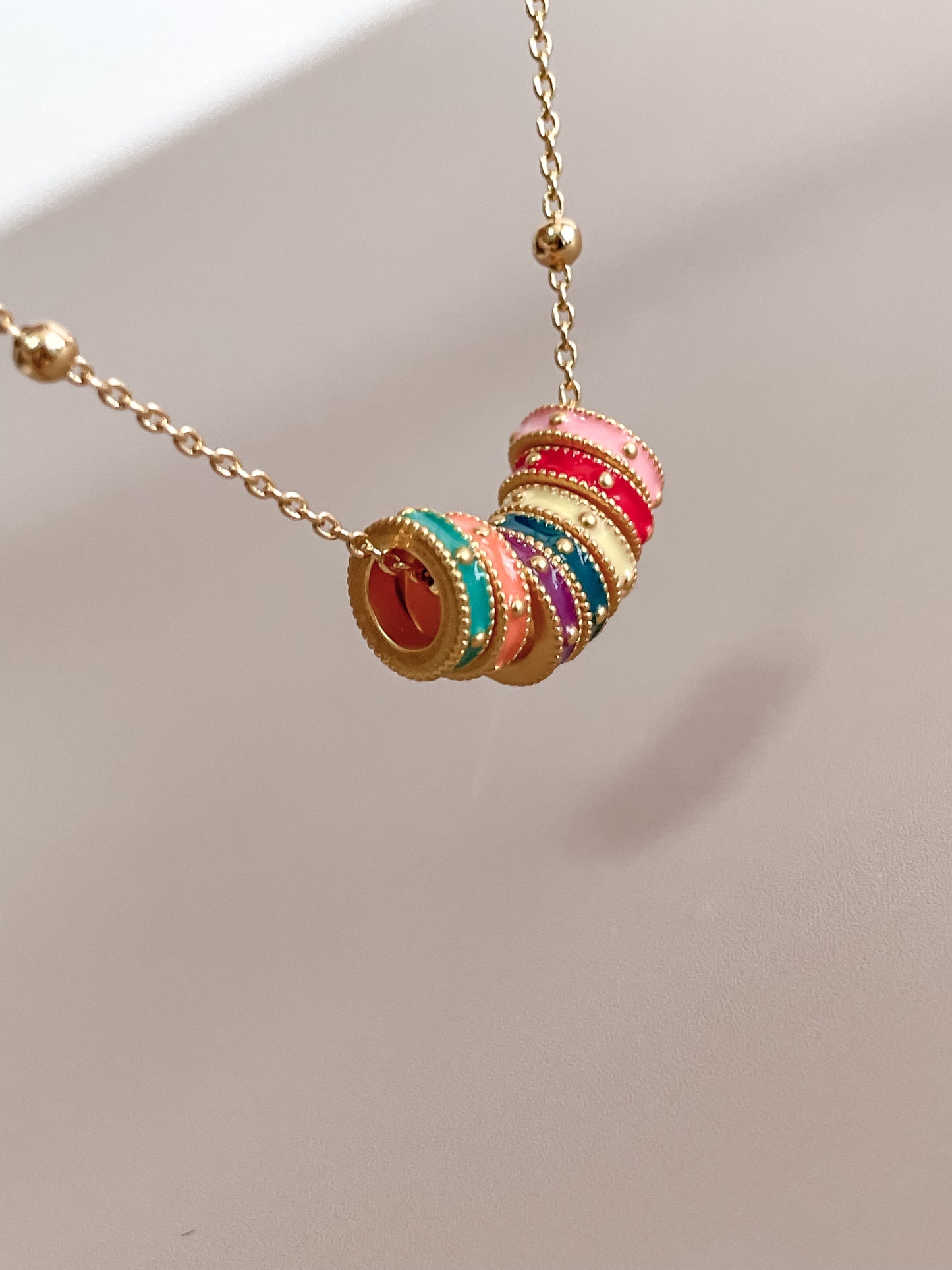 Colorful Enamel Ring Necklace