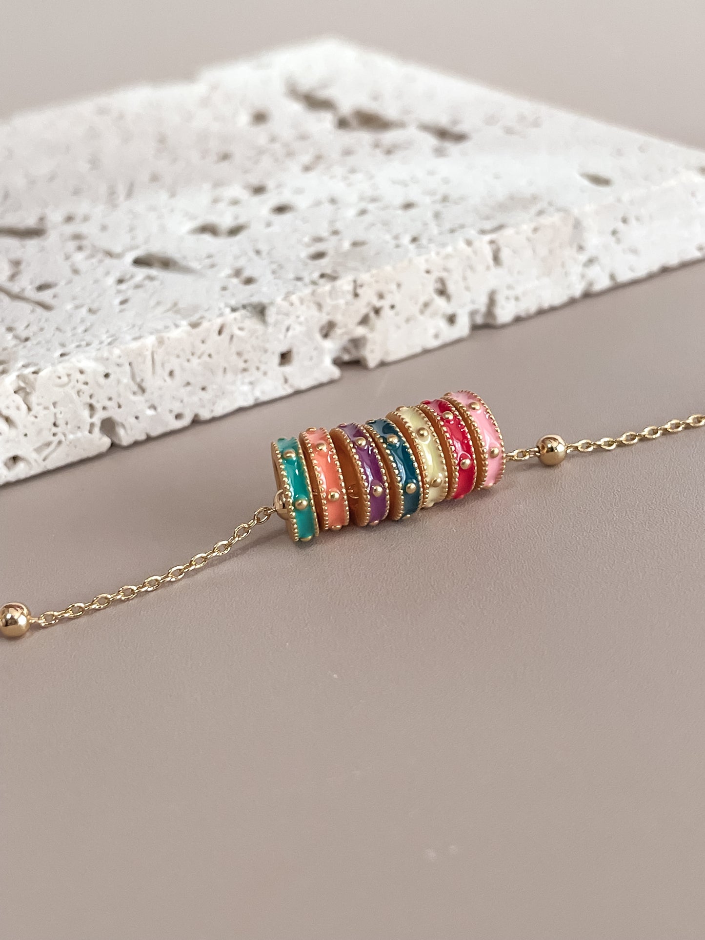 Colorful Enamel Ring Necklace