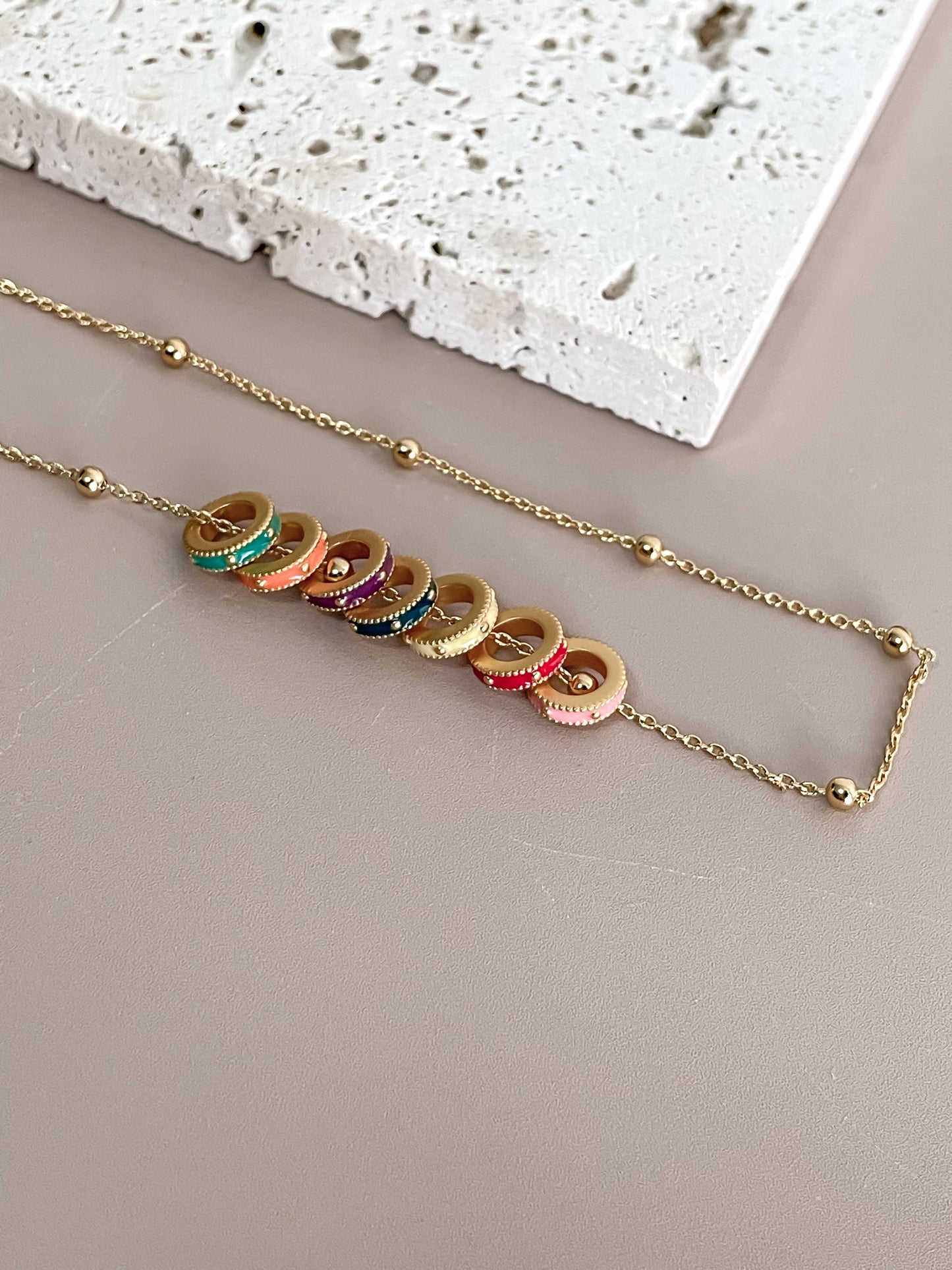 Colorful Enamel Ring Necklace