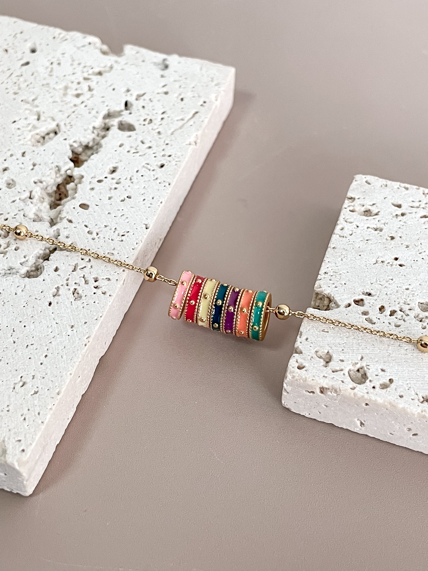 Colorful Enamel Ring Necklace