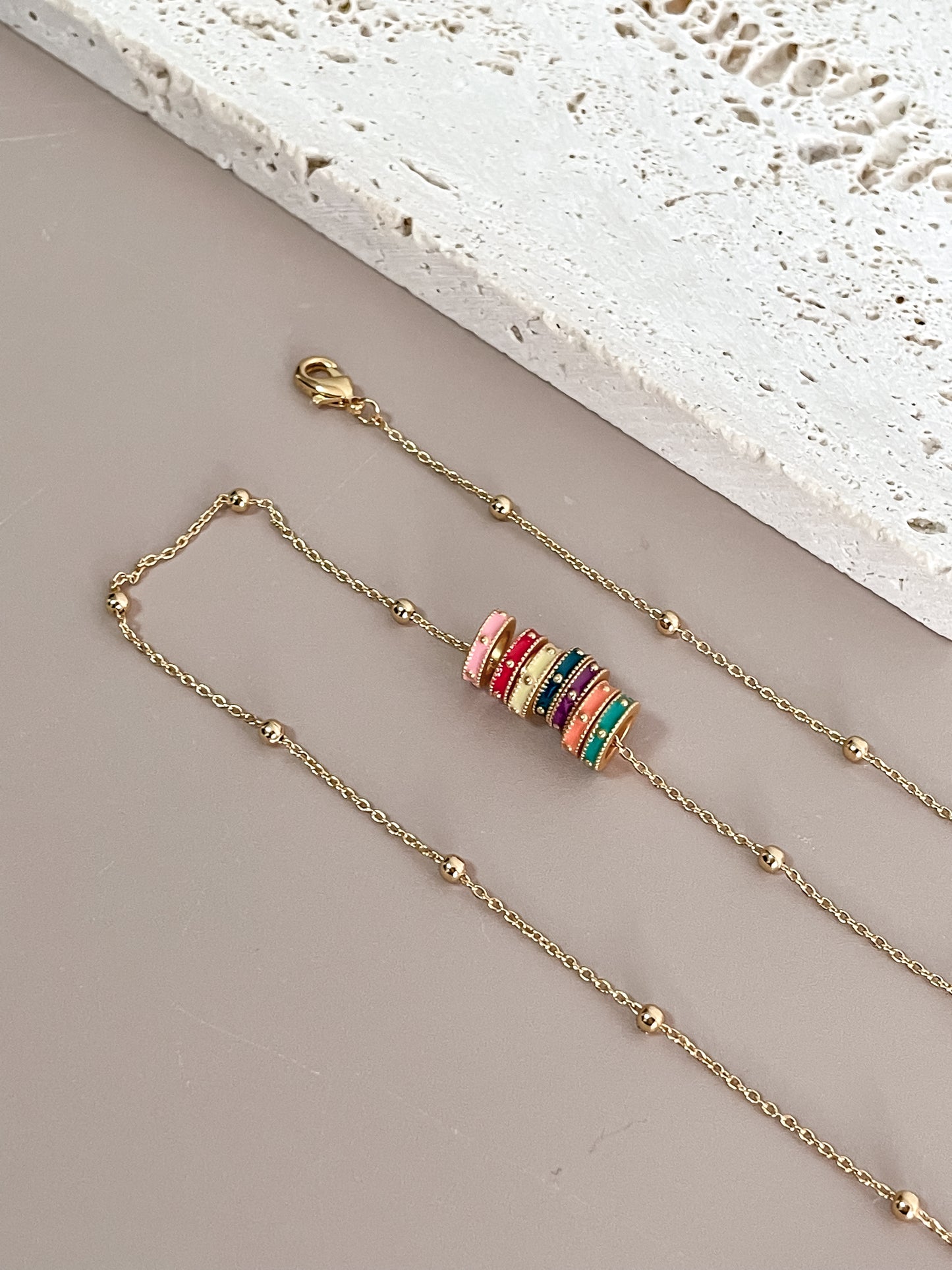 Colorful Enamel Ring Necklace