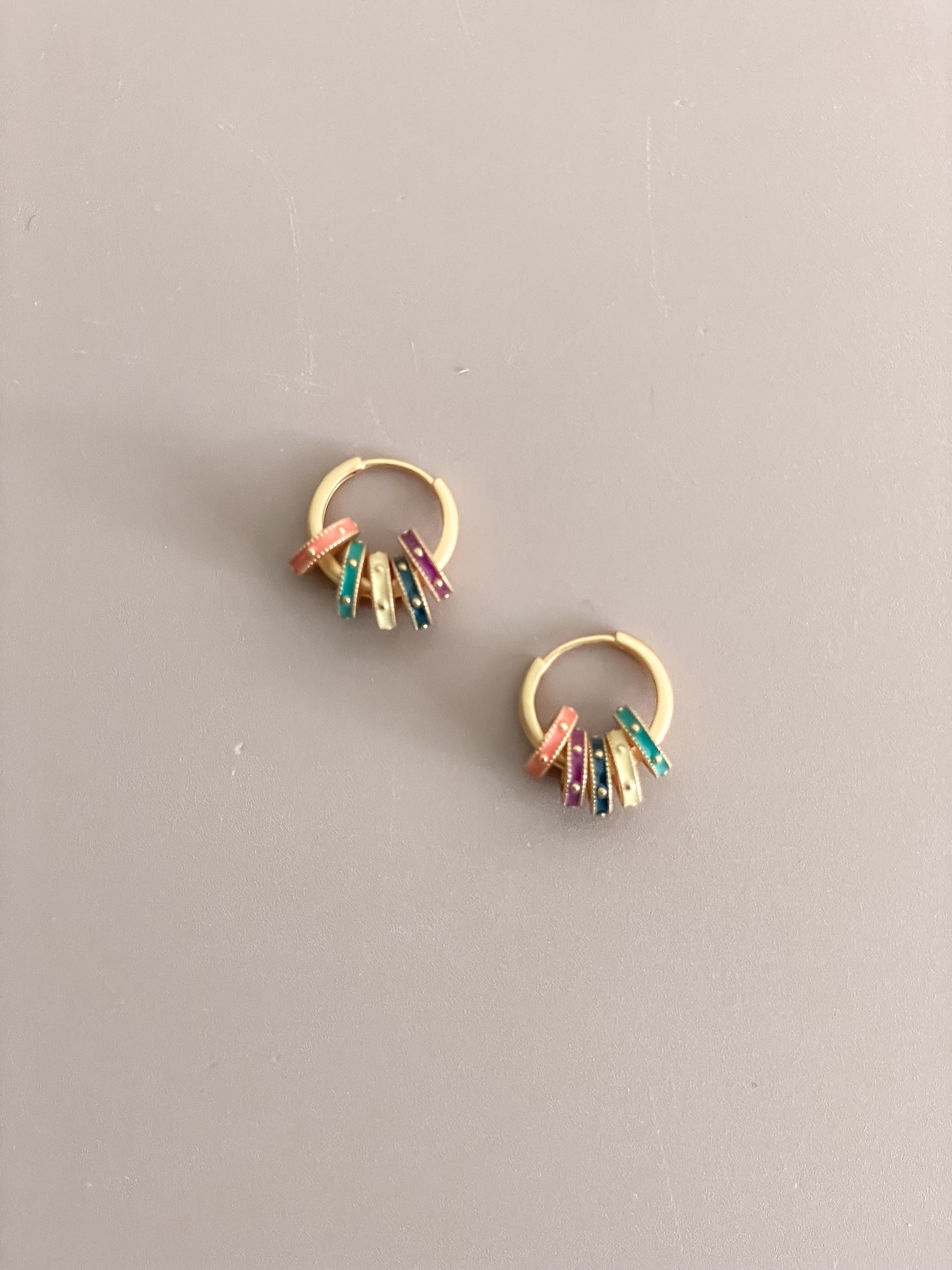 Colorful Enamel Ring Earrings