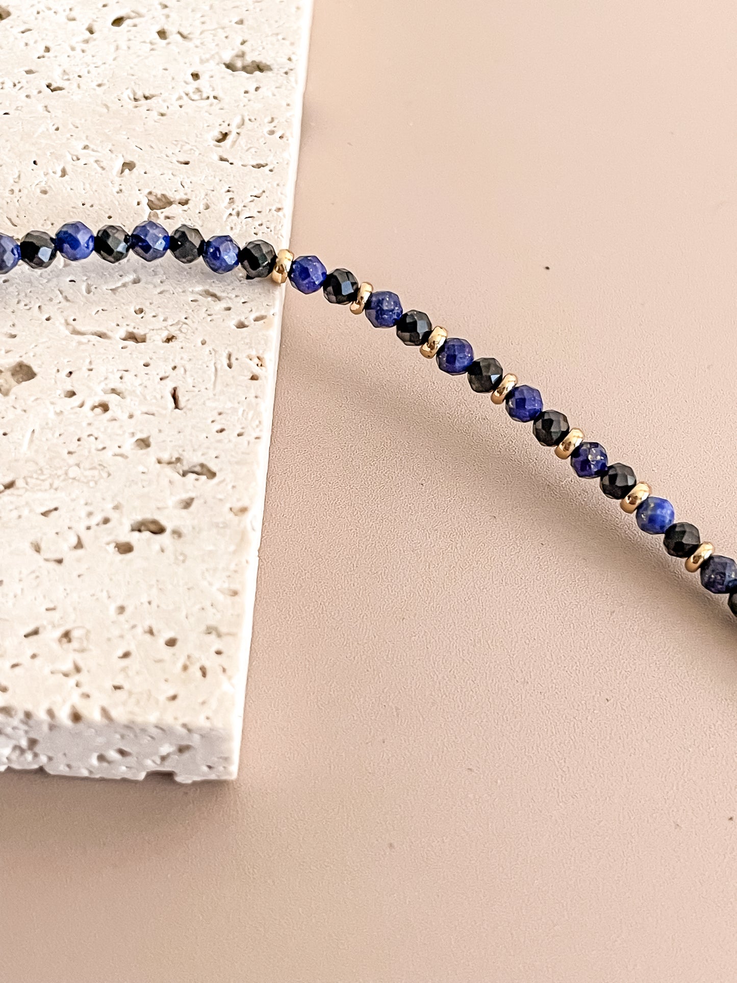 Lapis Lazuli And Black Spinel Beaded Necklace