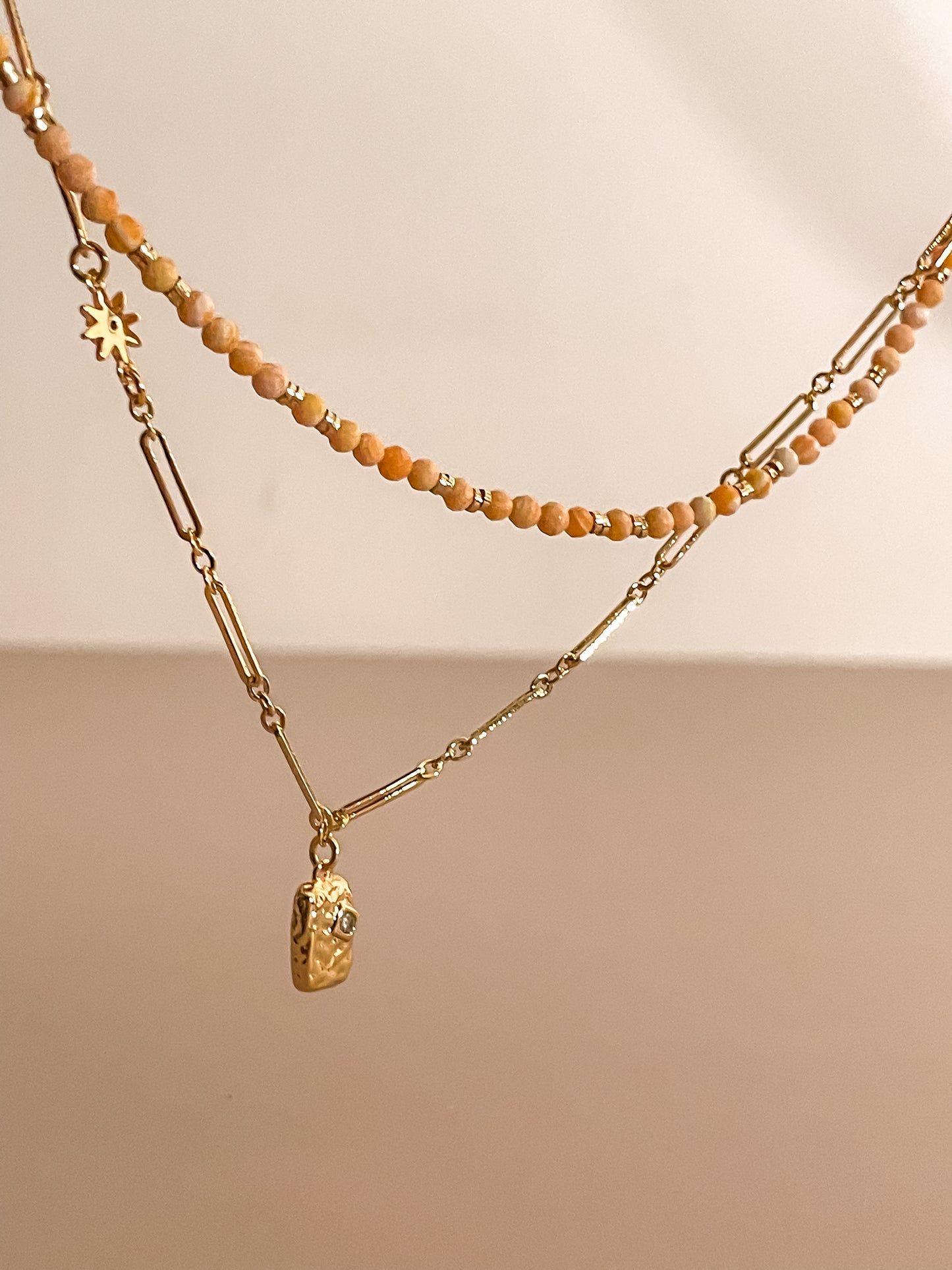 Mini Orange Beaded Necklace