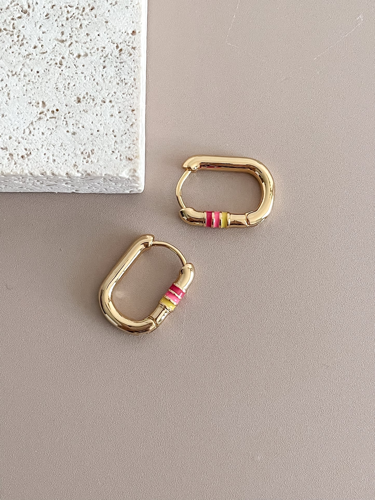 Oval Gold Colored Earrings