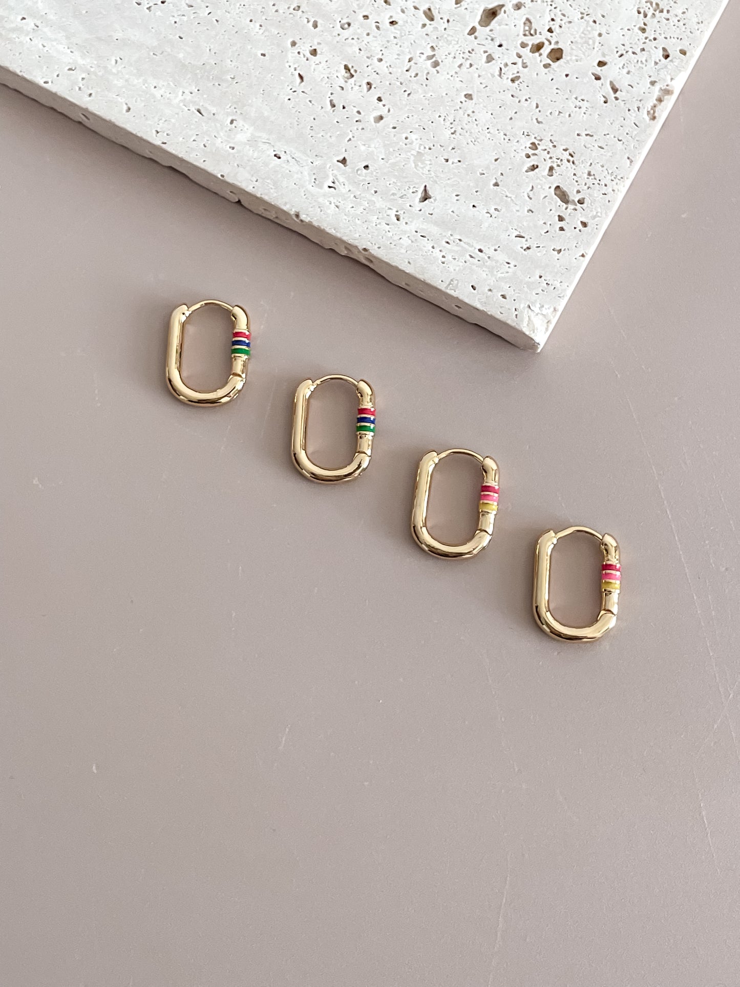 Oval Gold Colored Earrings