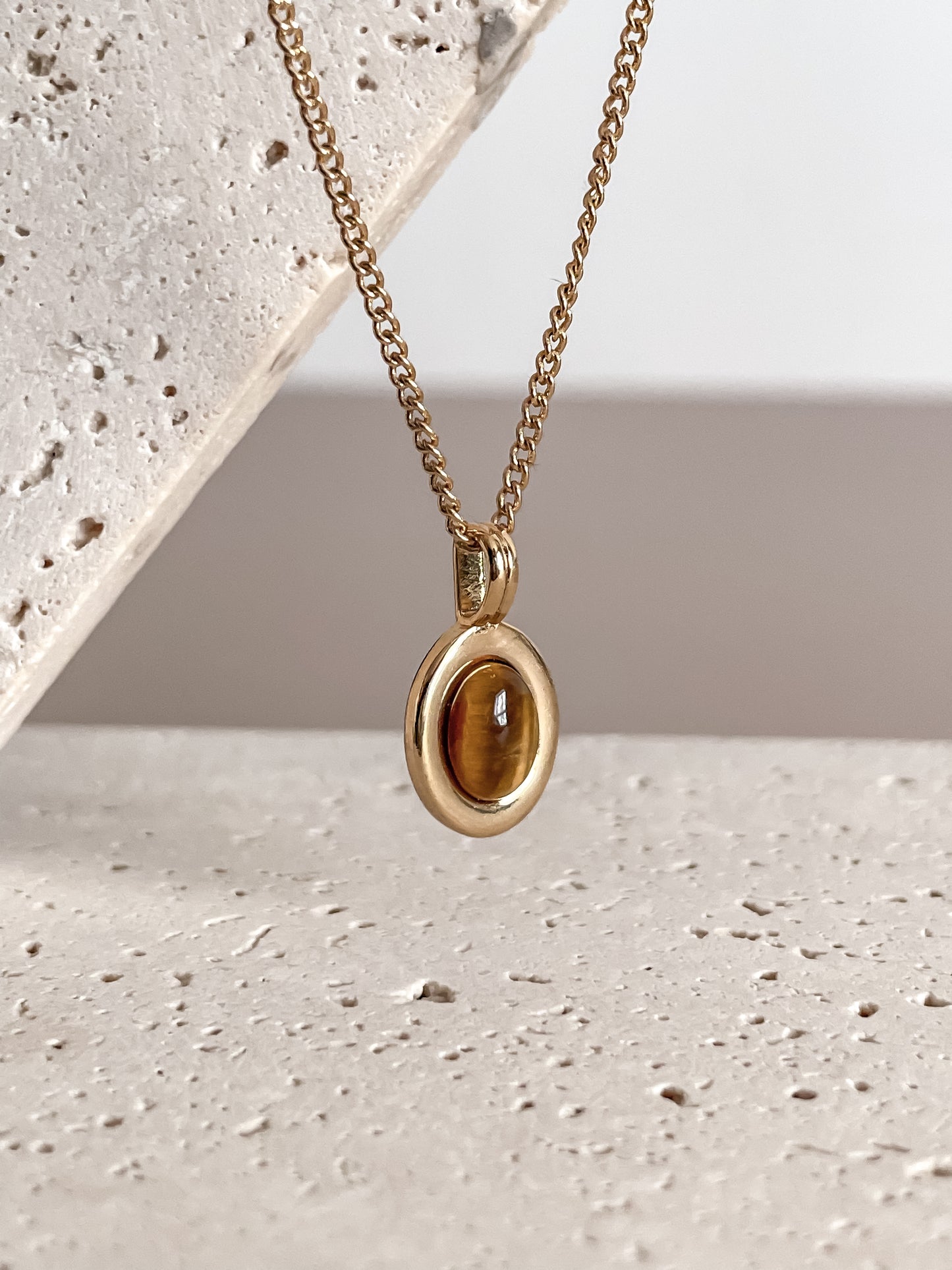 Oval Tiger's Eye Pendant Necklace