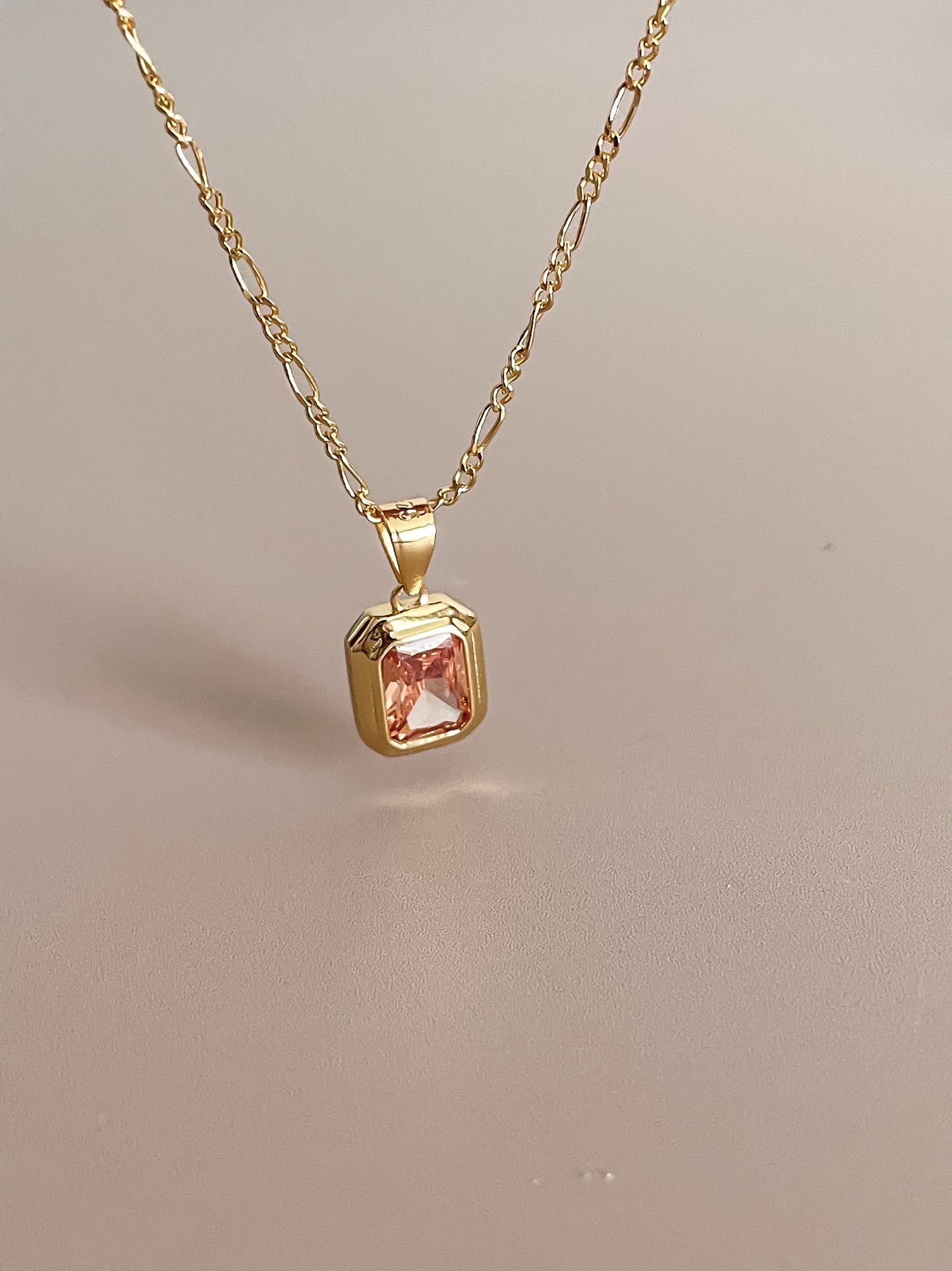 Dainty Orange Zirconia Pendant Necklace