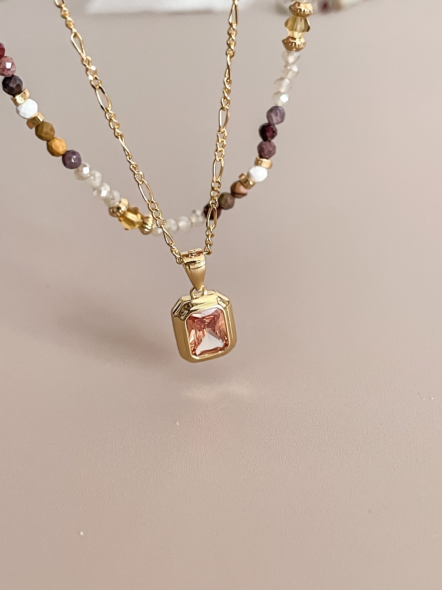 Dainty Orange Zirconia Pendant Necklace