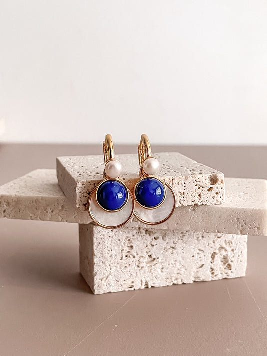 French Retro Gemstone Stone Earrings
