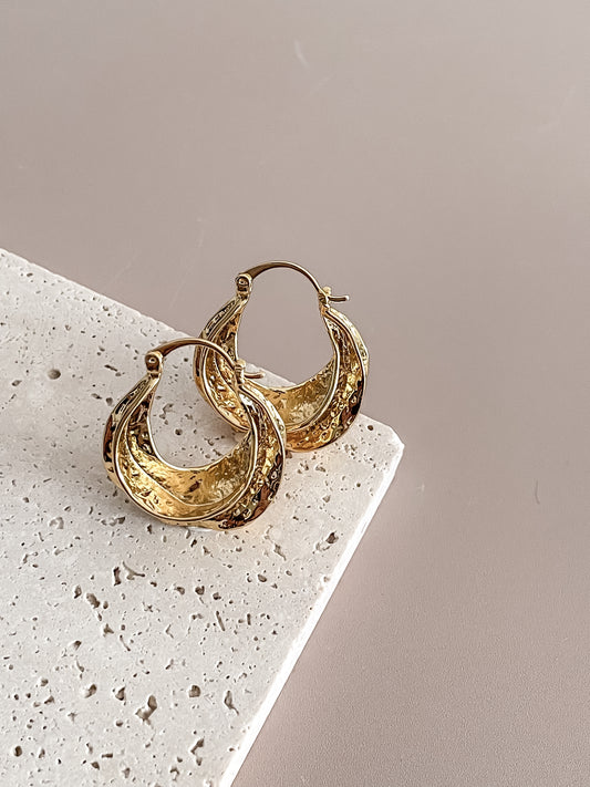 Hammered Textured Chunky Hoops