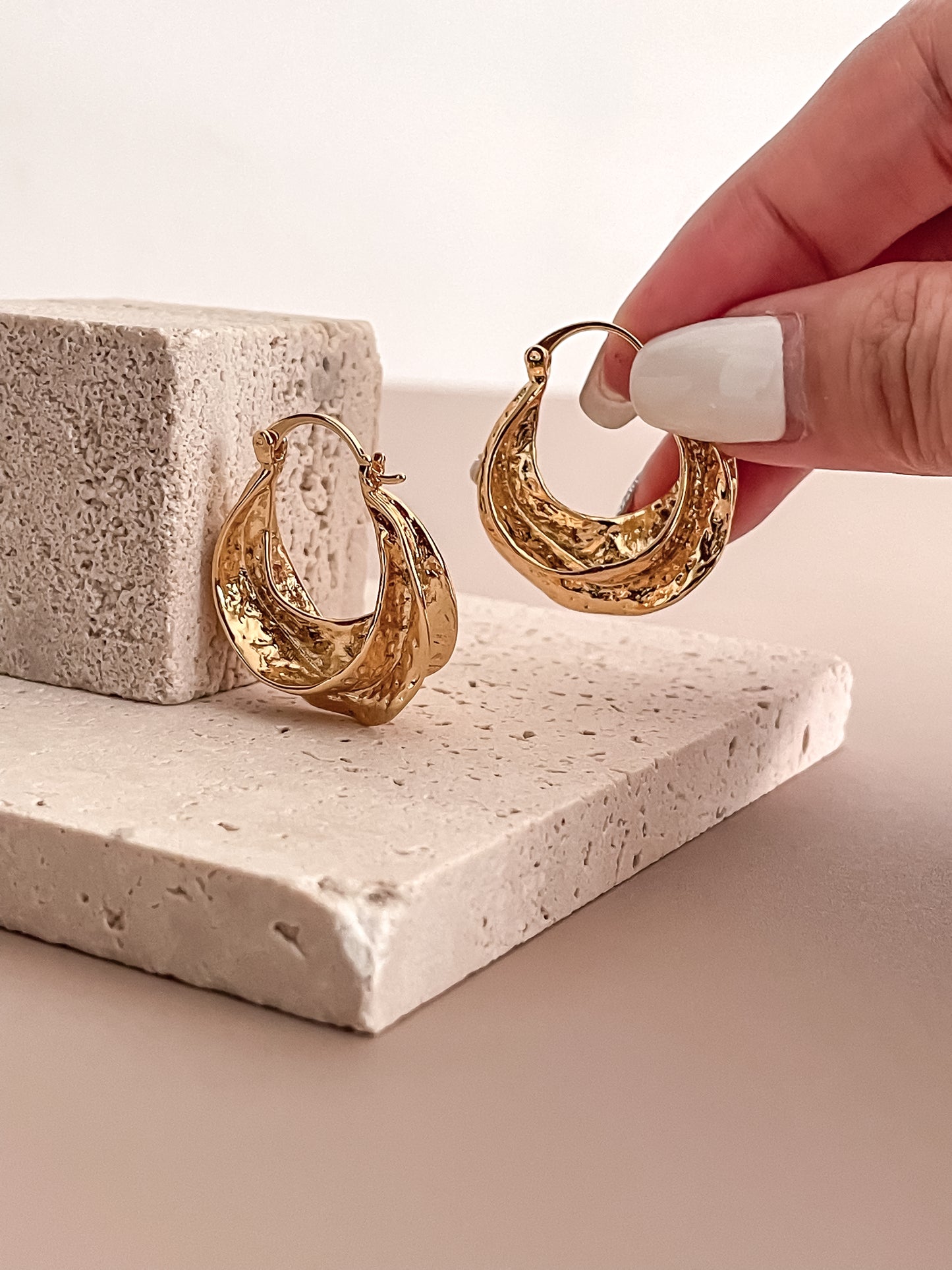 Hammered Textured Chunky Hoops