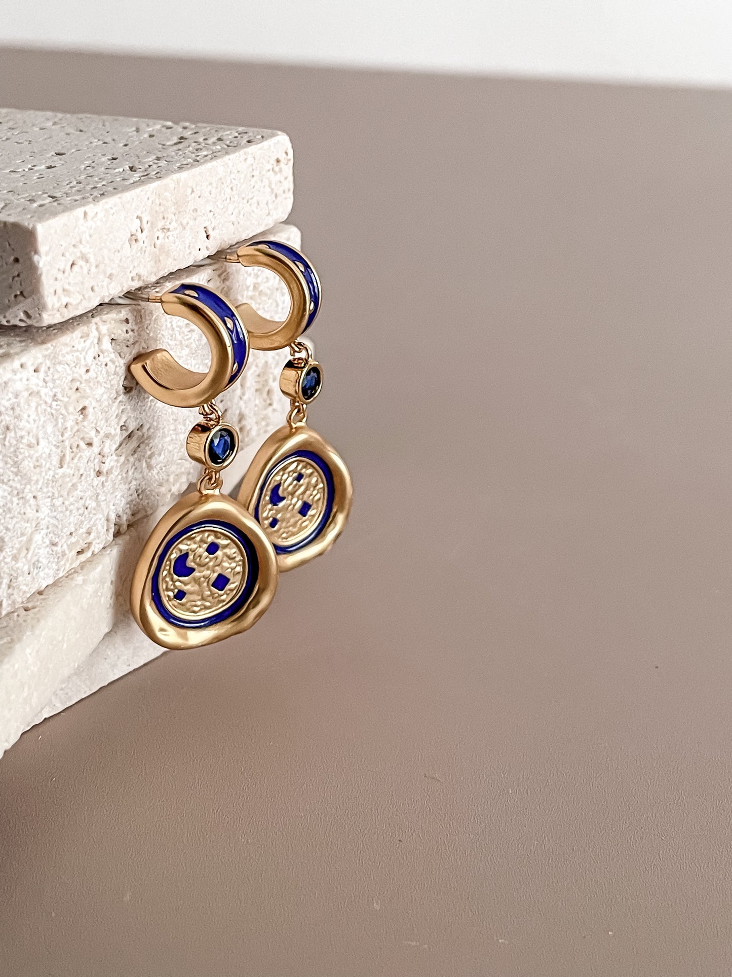 Starry Night Blue Enamel Earring