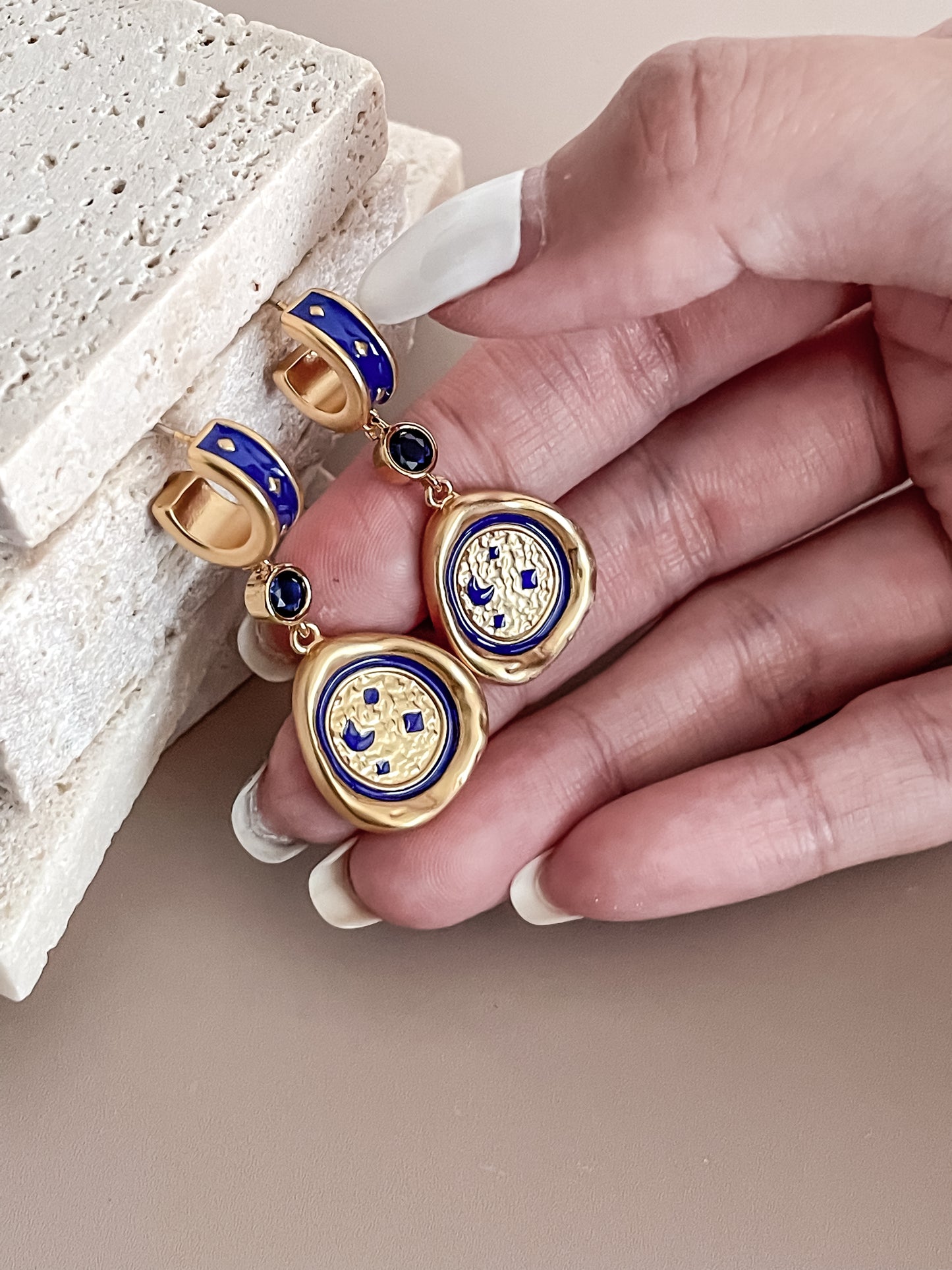 Starry Night Blue Enamel Earring