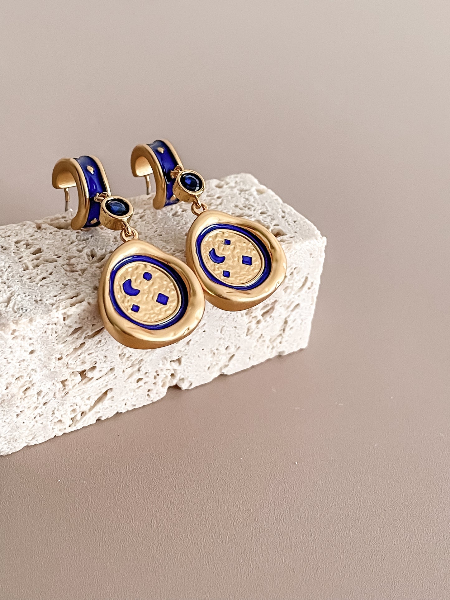 Starry Night Blue Enamel Earring