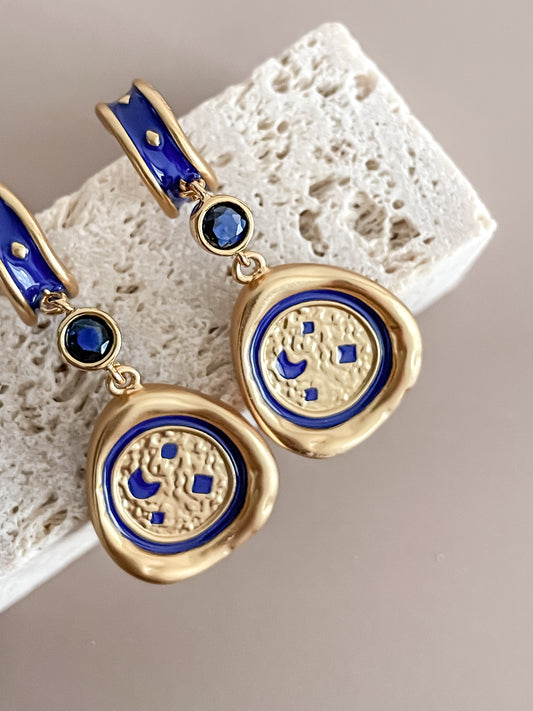 Starry Night Blue Enamel Earring