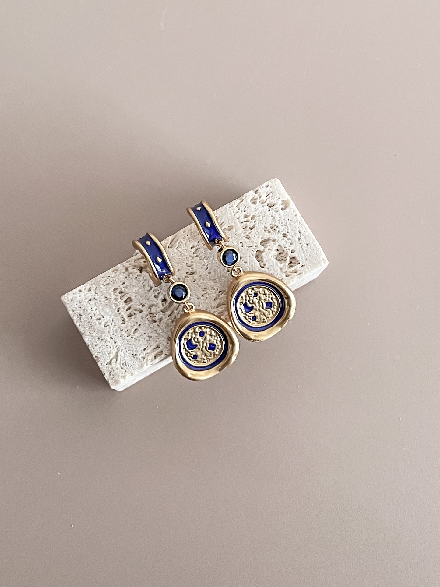 Starry Night Blue Enamel Earring