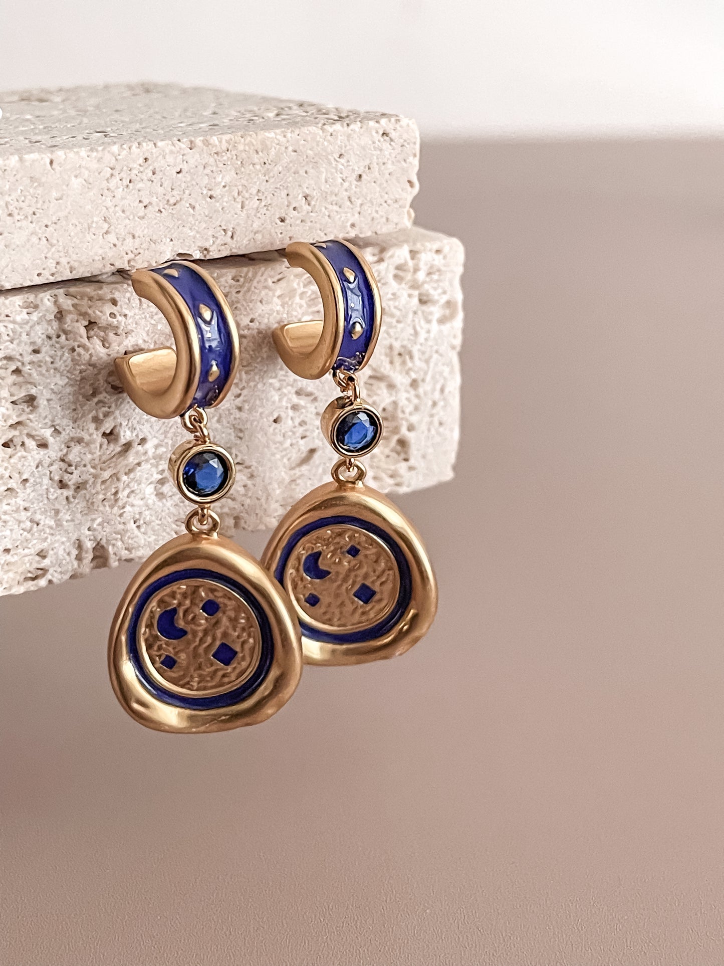 Starry Night Blue Enamel Earring