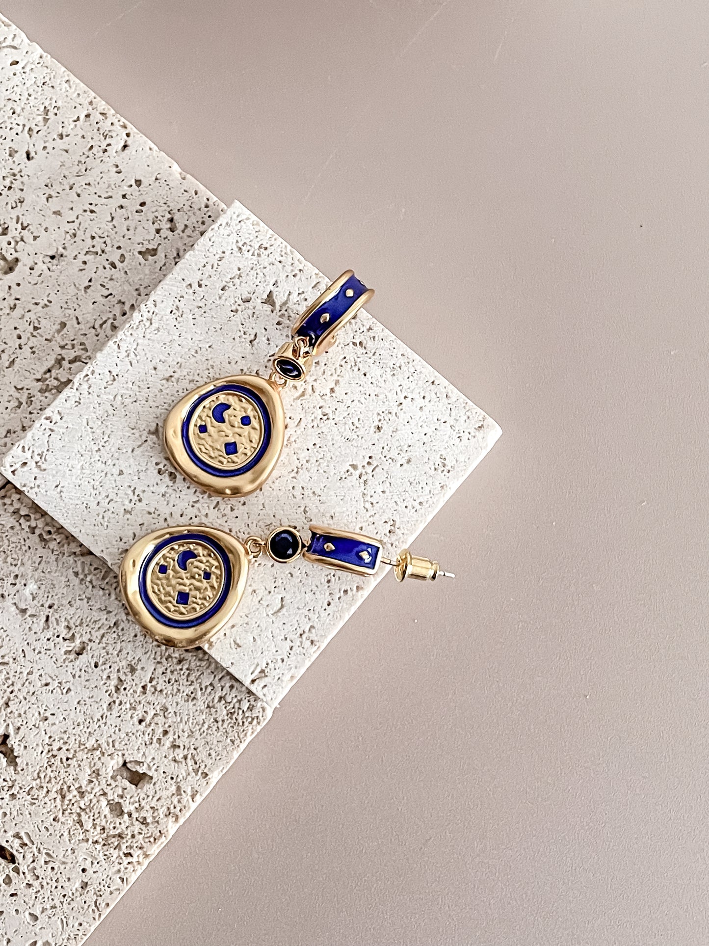 Starry Night Blue Enamel Earring