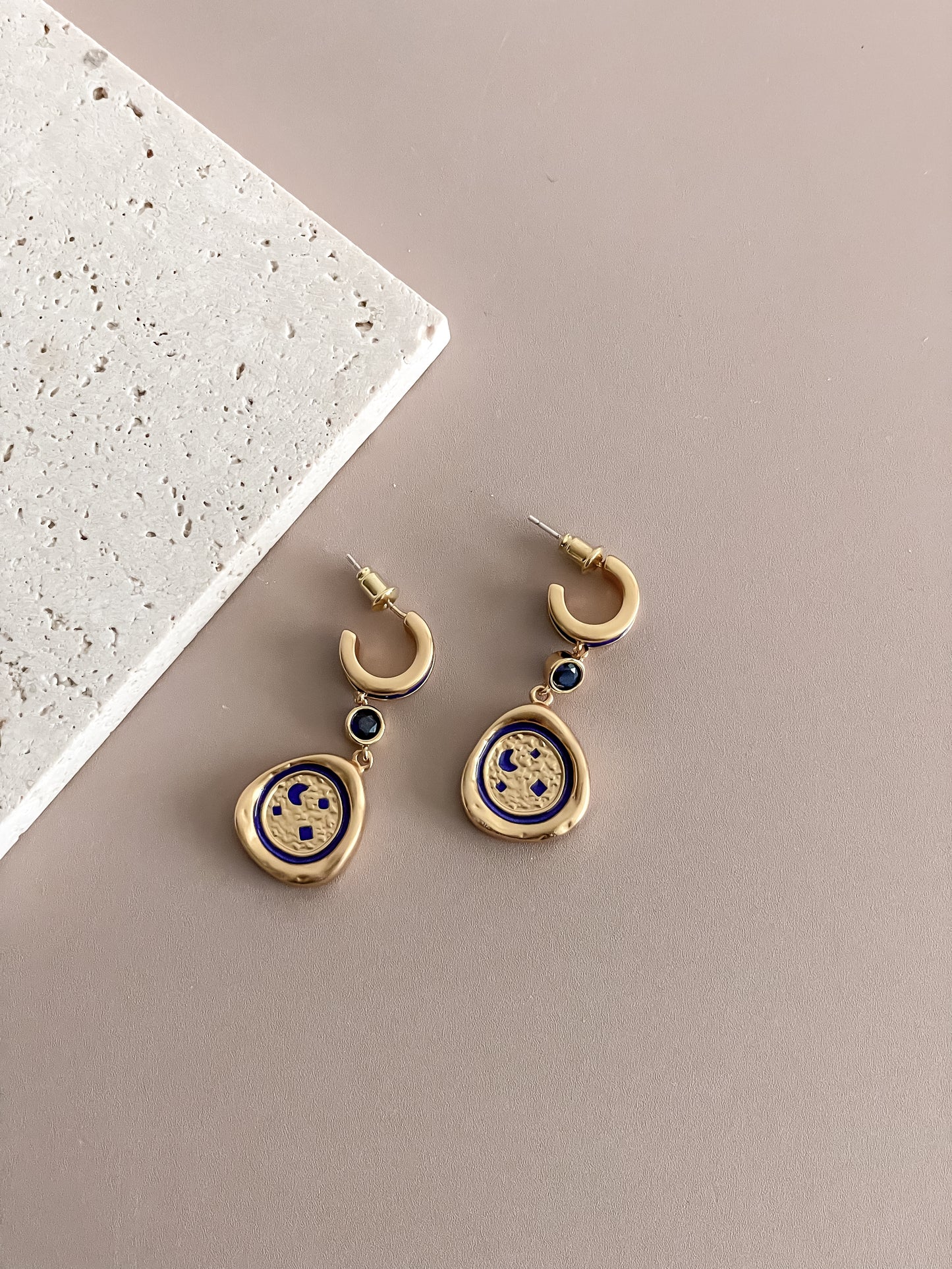 Starry Night Blue Enamel Earring