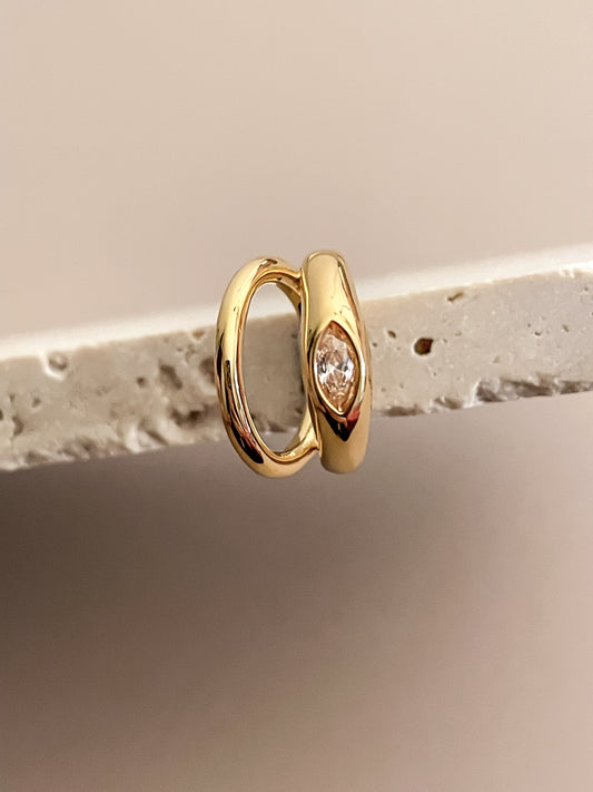 Minimalist 18K Gold Ring Inspired Zirconia Ear Cuffs