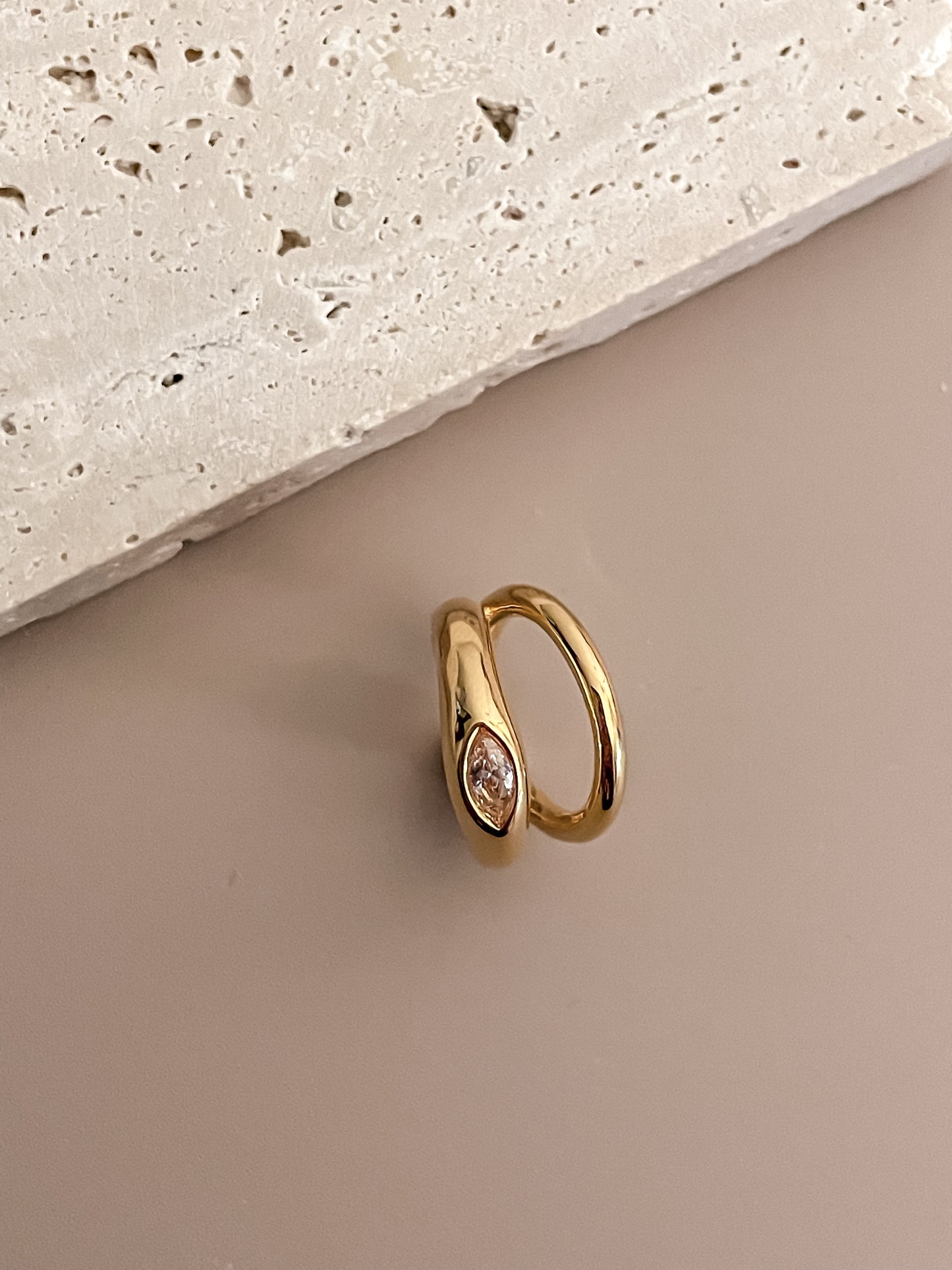 Minimalist 18K Gold Ring Inspired Zirconia Ear Cuffs