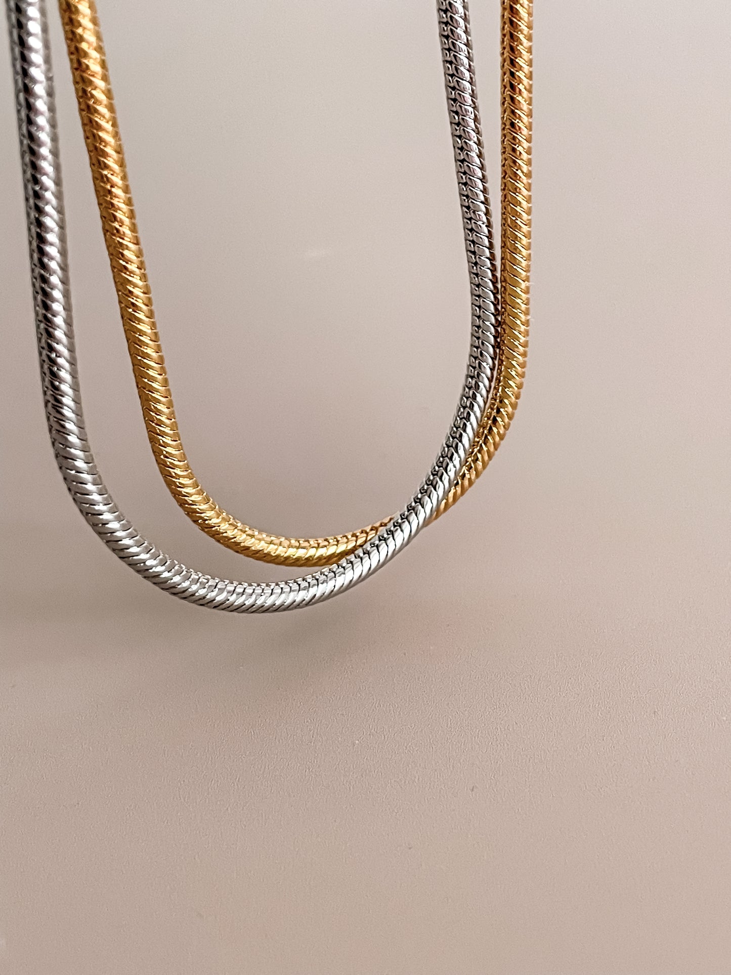 Minimalist Unique Hook Closure 18K Gold Plated Snake Chain