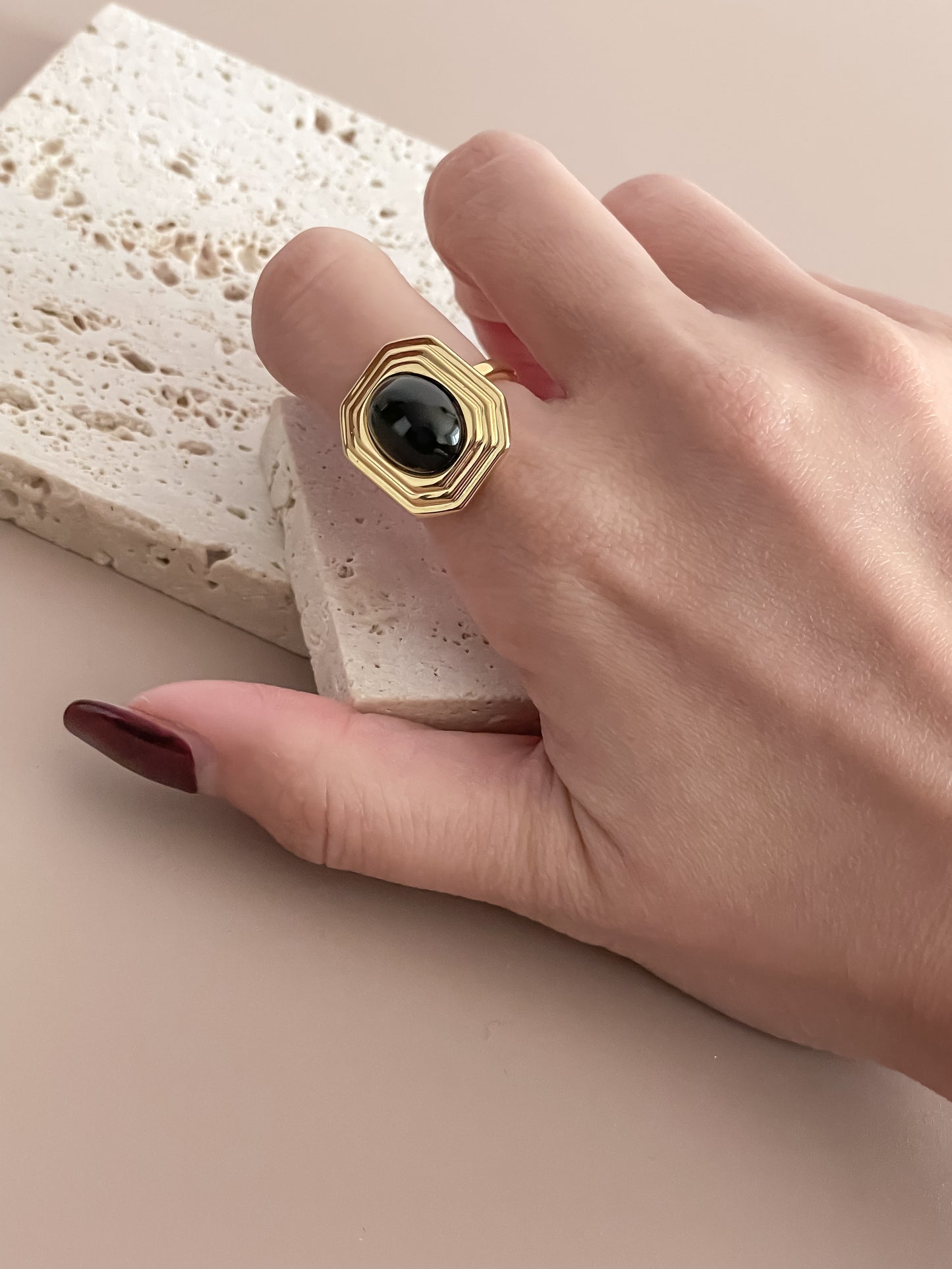 Square Onyx Statement Ring