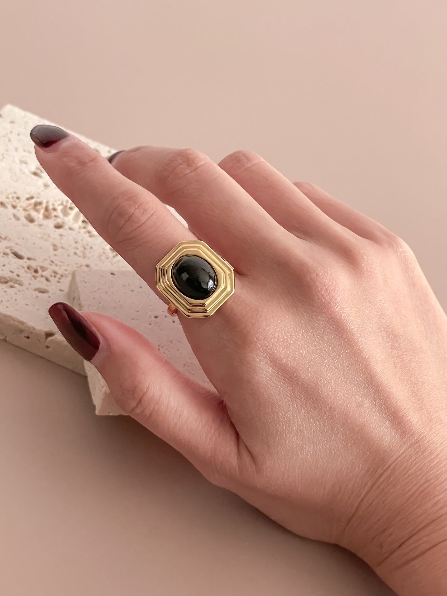 Square Onyx Statement Ring