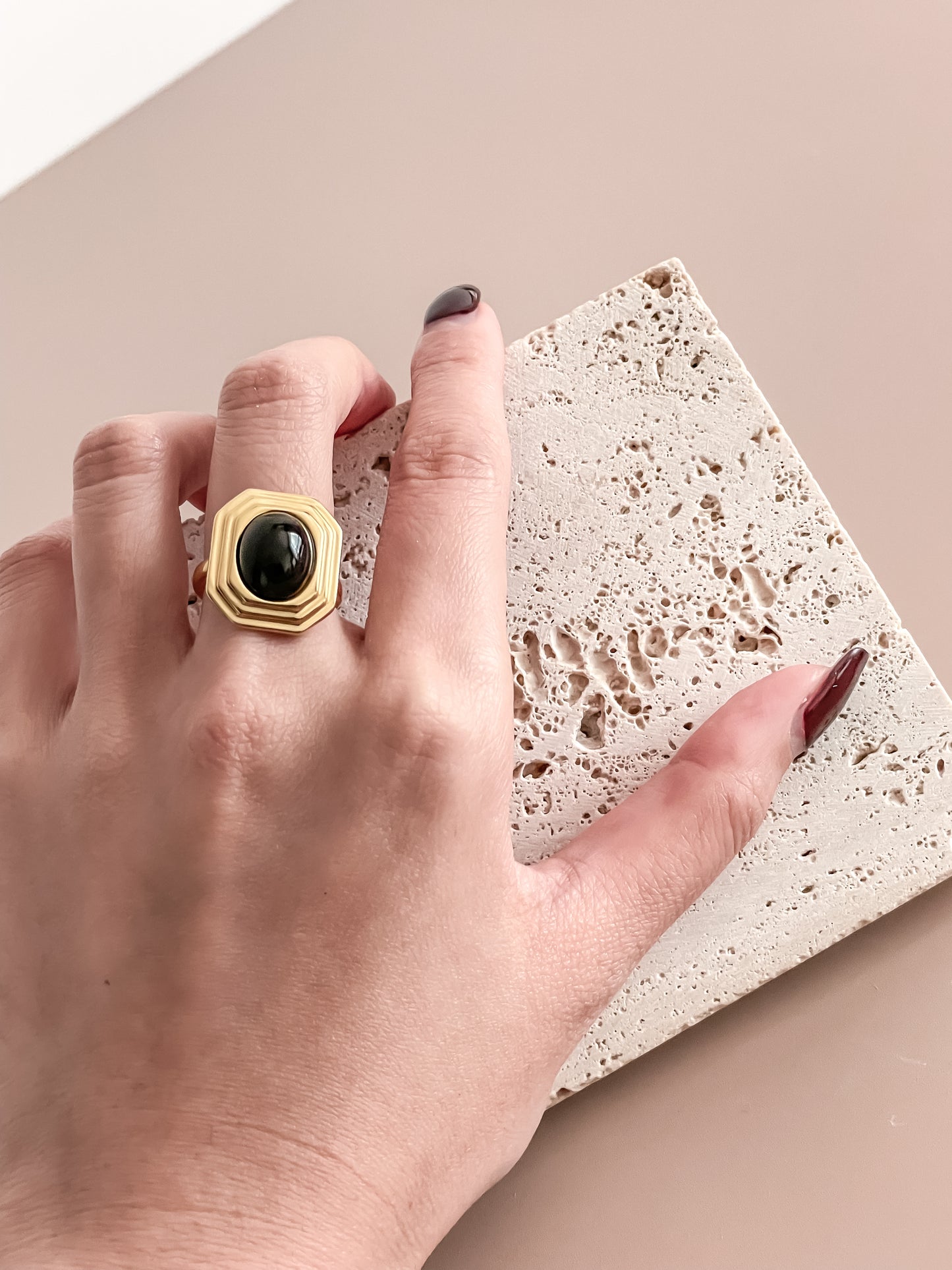 Square Onyx Statement Ring