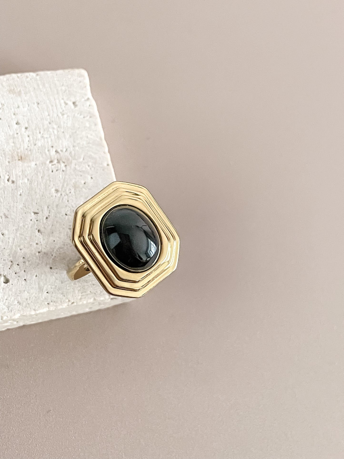 Square Onyx Statement Ring