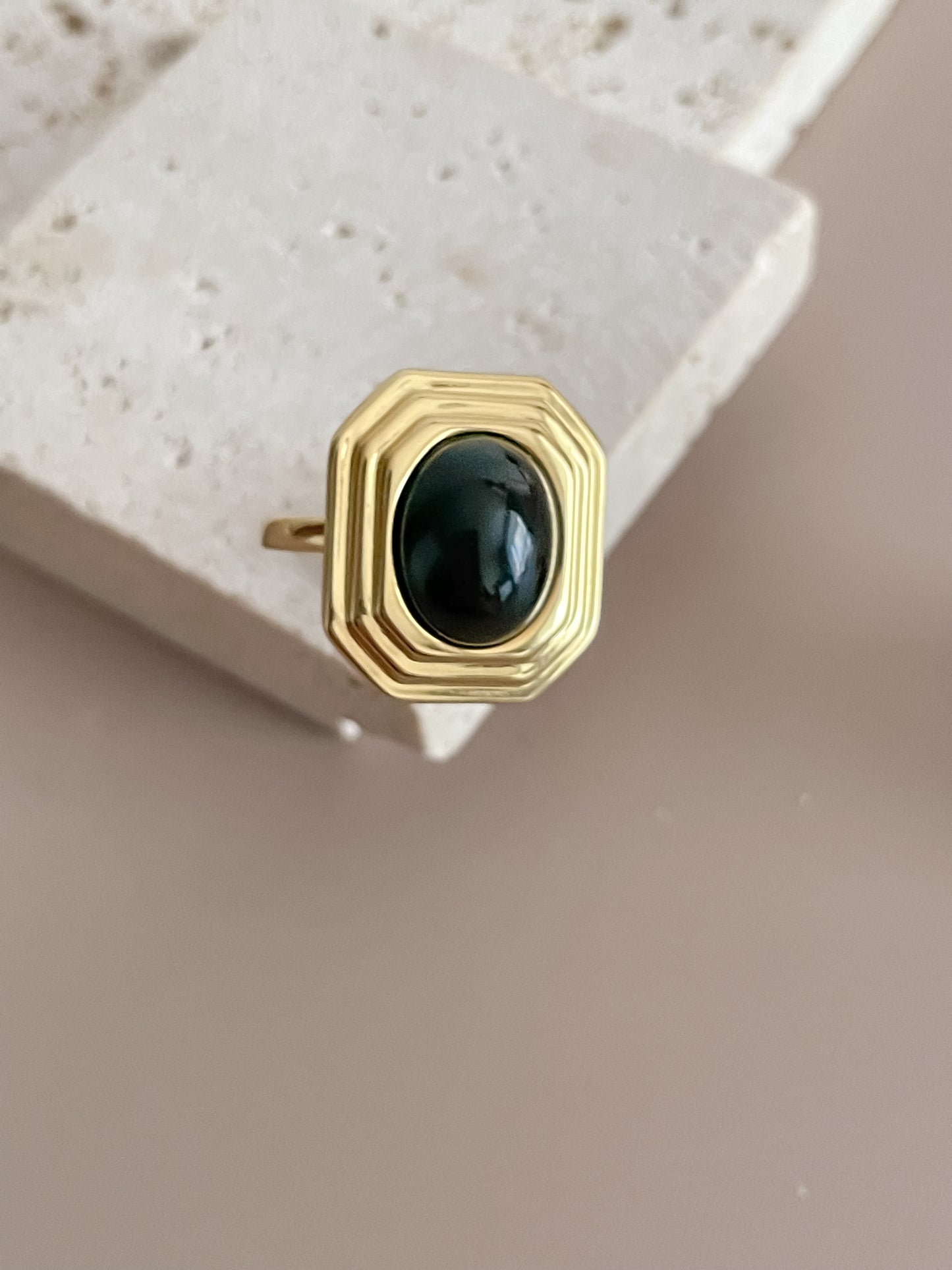 Square Onyx Statement Ring