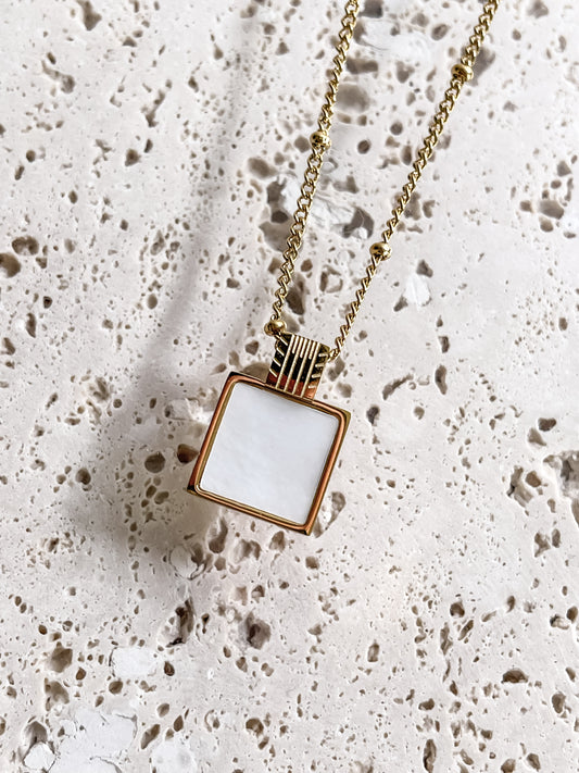 MOP Square Pendant Necklace