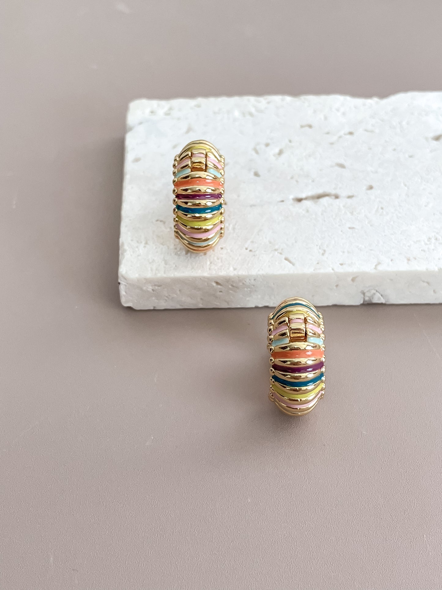 Enamel Rainbow Color Hoops