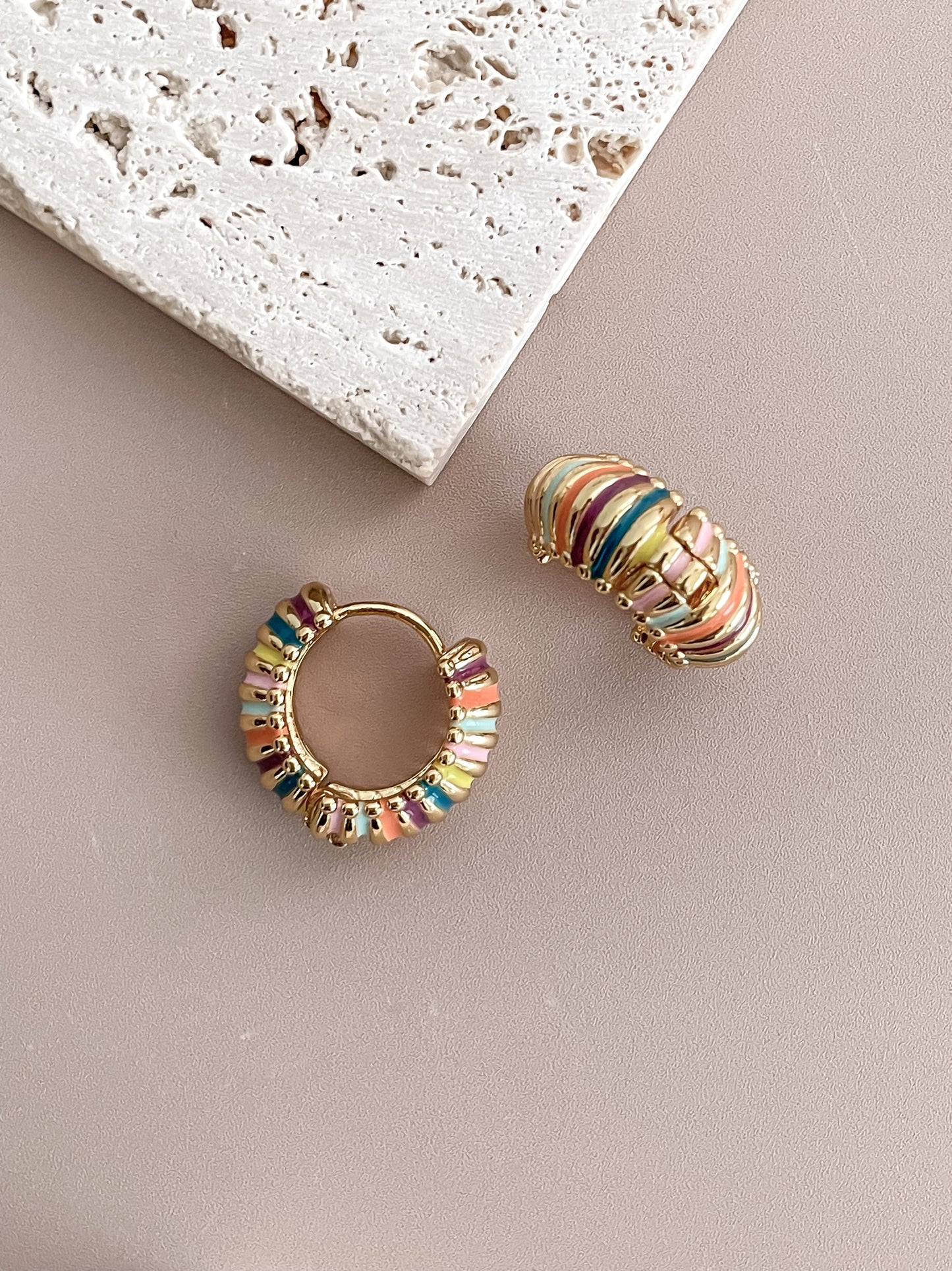 Enamel Rainbow Color Hoops