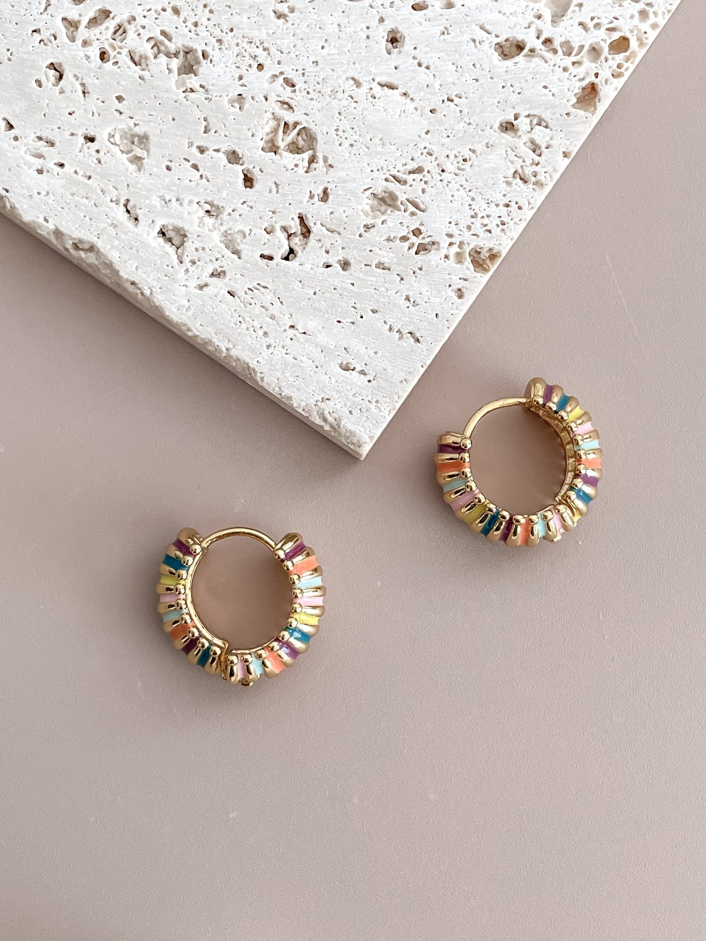 Enamel Rainbow Color Hoops