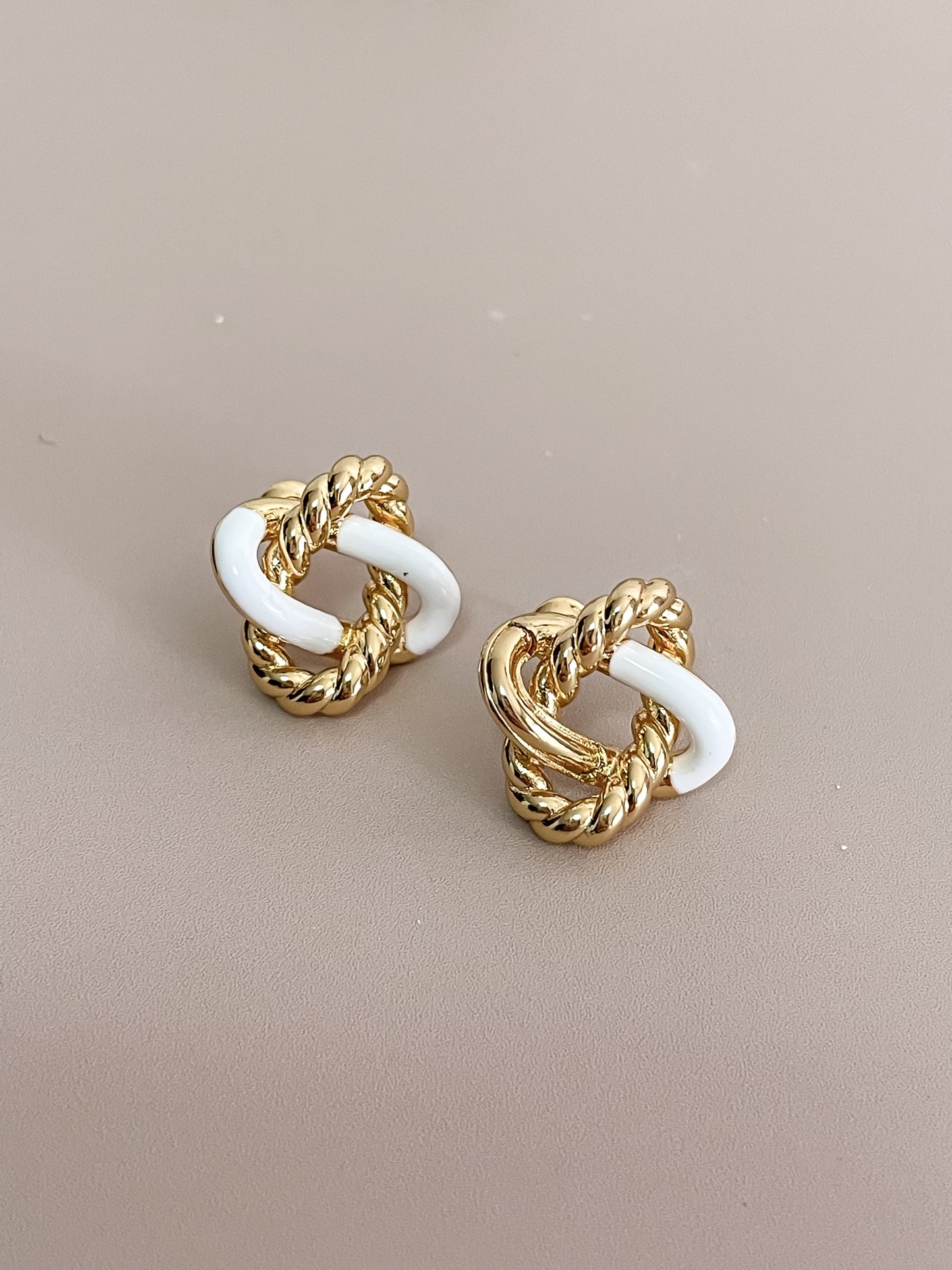 Geometric Twisted Rope Stud Earrings