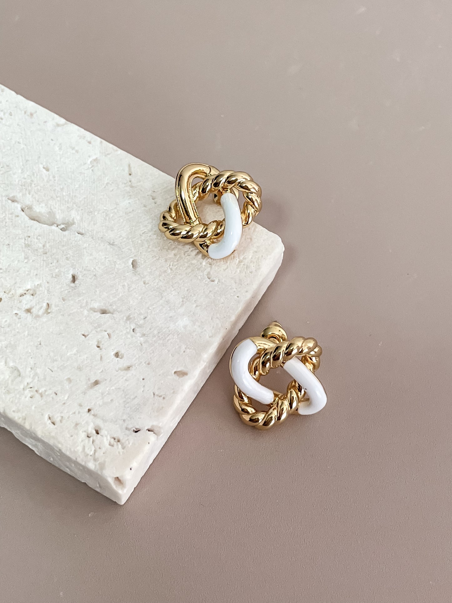 Geometric Twisted Rope Stud Earrings