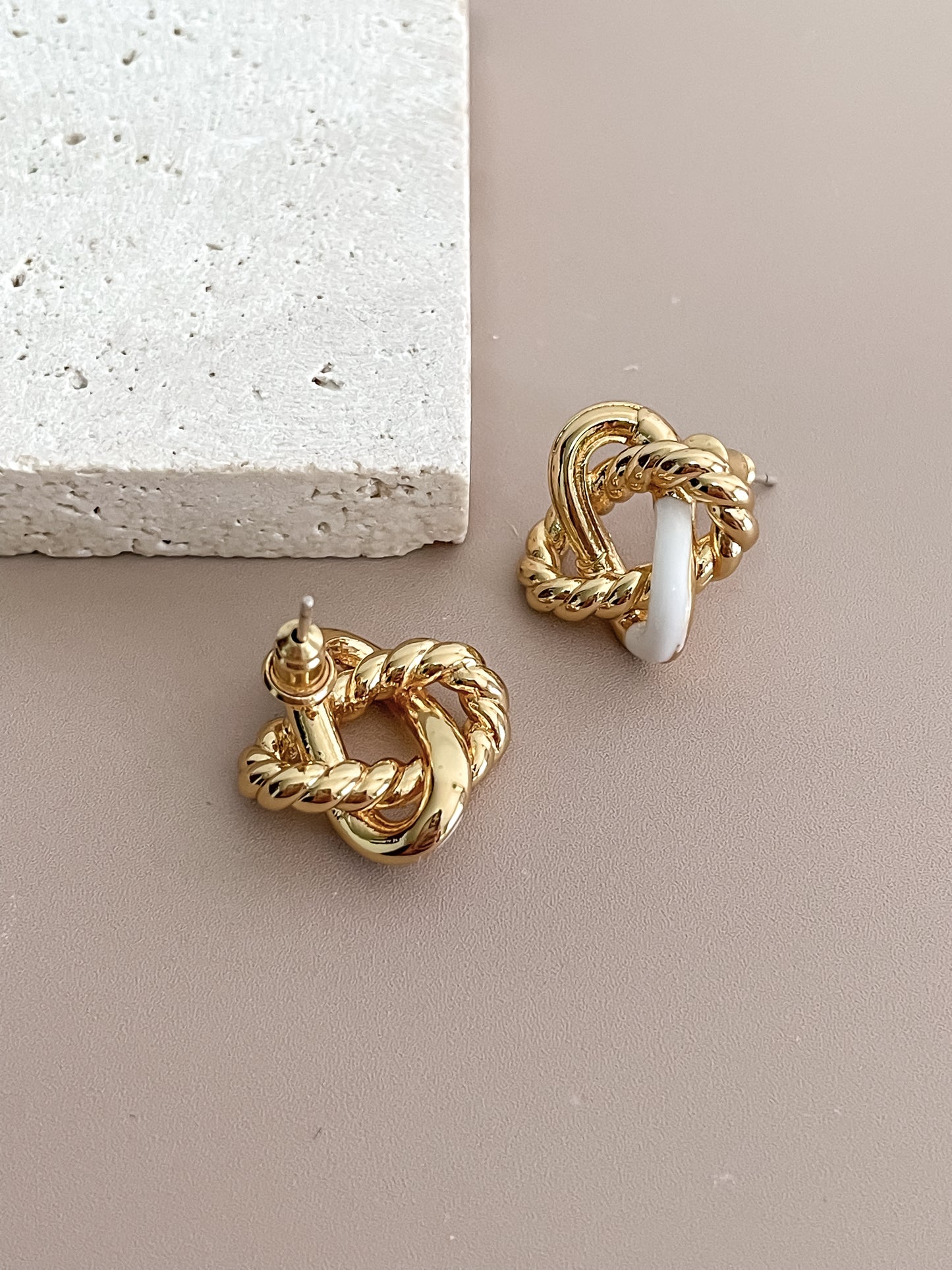 Geometric Twisted Rope Stud Earrings