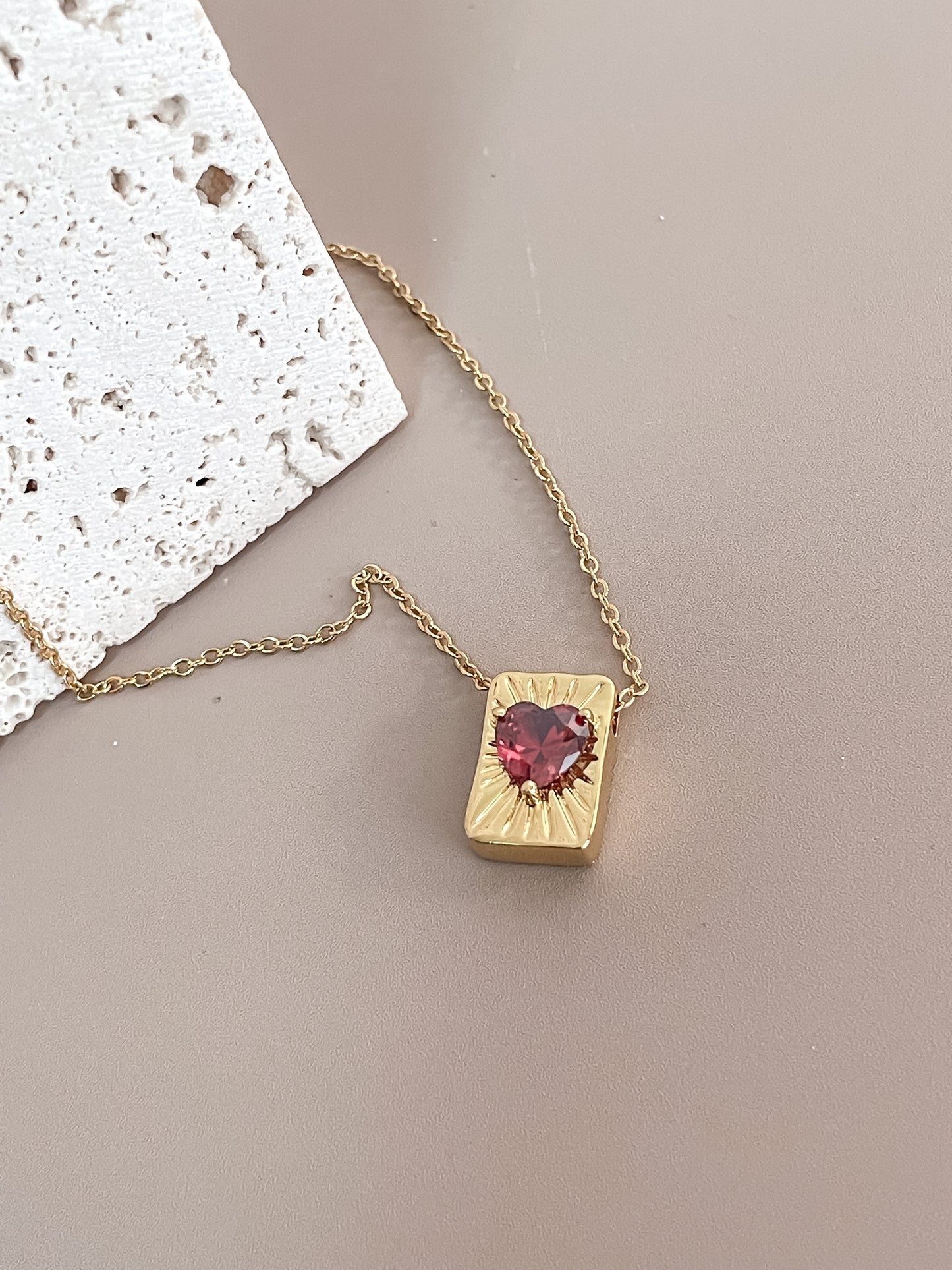 Ruby Heart Nugget Pendant Necklace