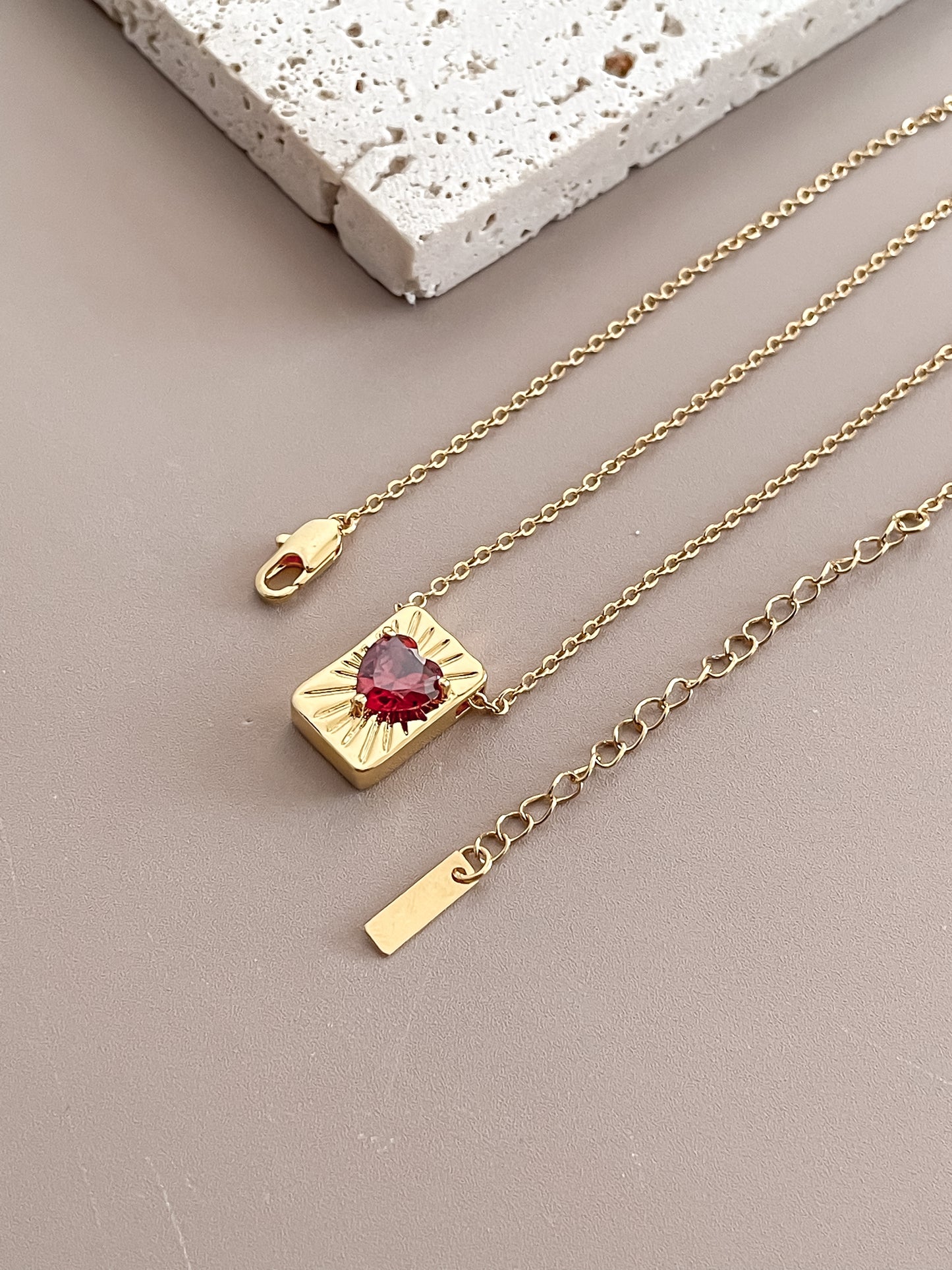 Ruby Heart Nugget Pendant Necklace