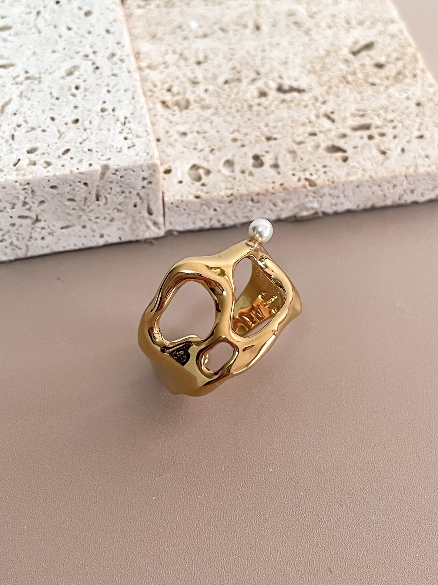 Irregular Cutouts Adjustable Ring