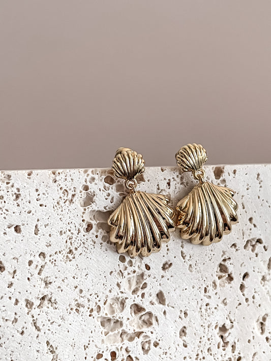 Fan-Shaped Shell Earrings