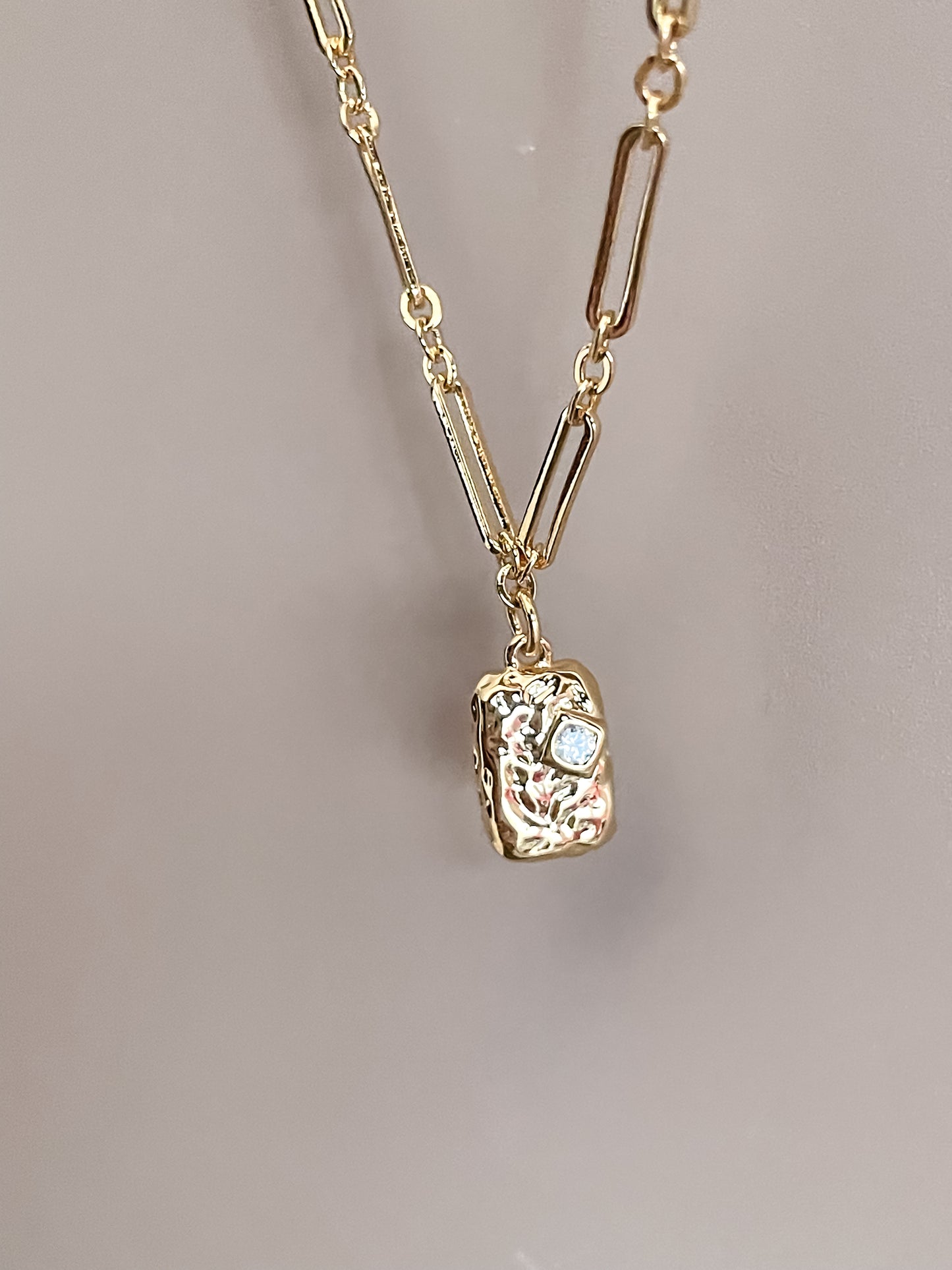 Square Pendant Zirconia Necklace