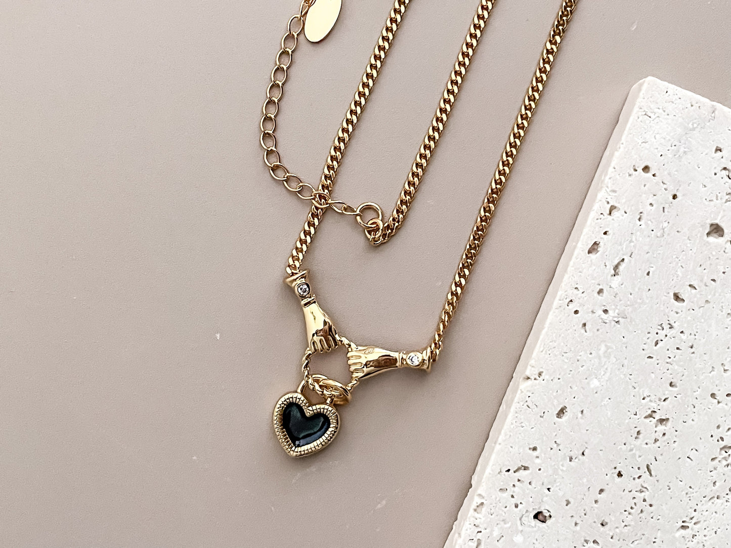 Black Heart Zirconia Necklace